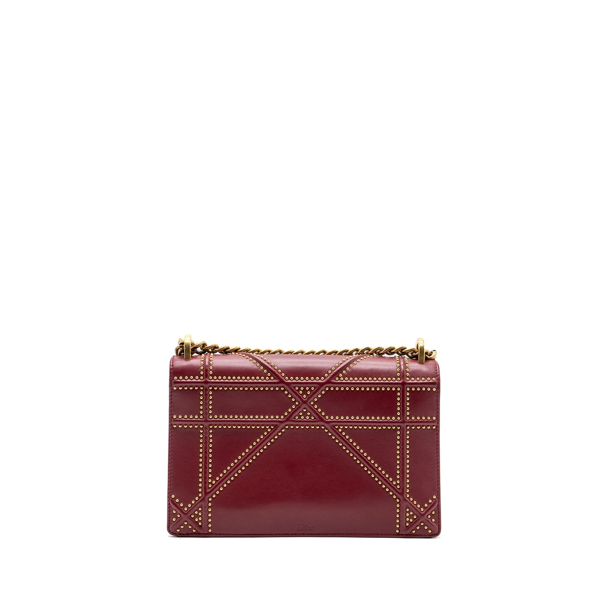 Dior ama Studded Lambskin Handbag Red Medium Travel Bag