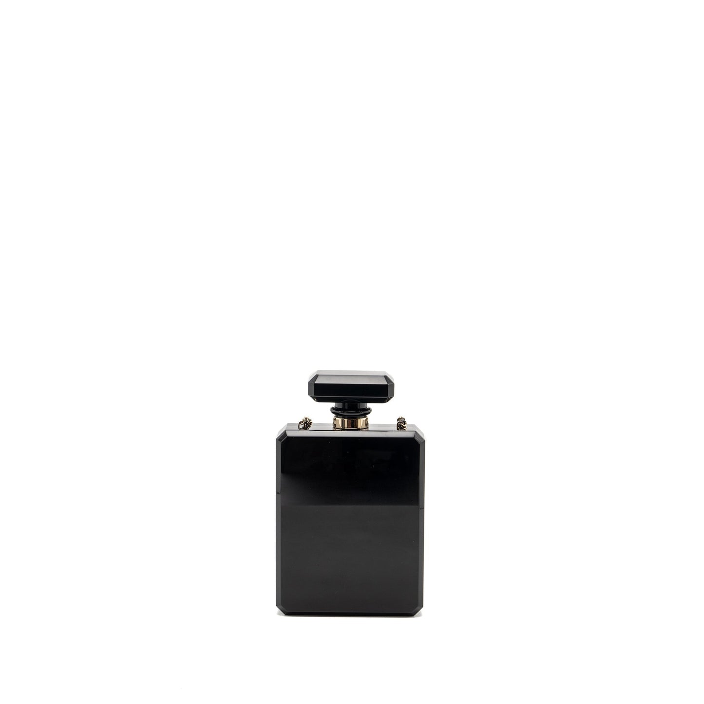 Chanel 17A Perfume Bottle Evening Bronze LGHW Black Clutch Bag