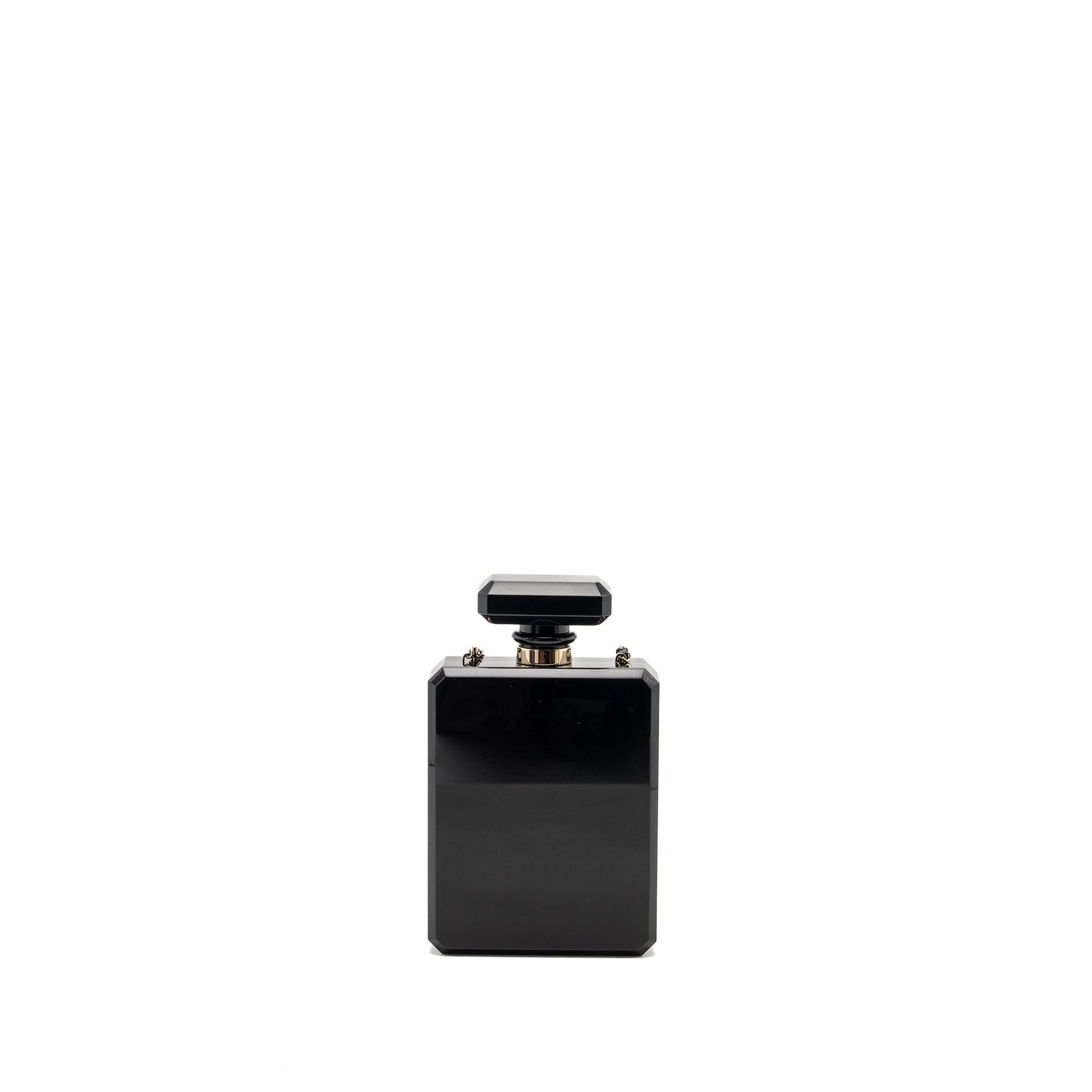 Chanel 17A Perfume Bottle Evening Bronze LGHW Black Clutch Bag