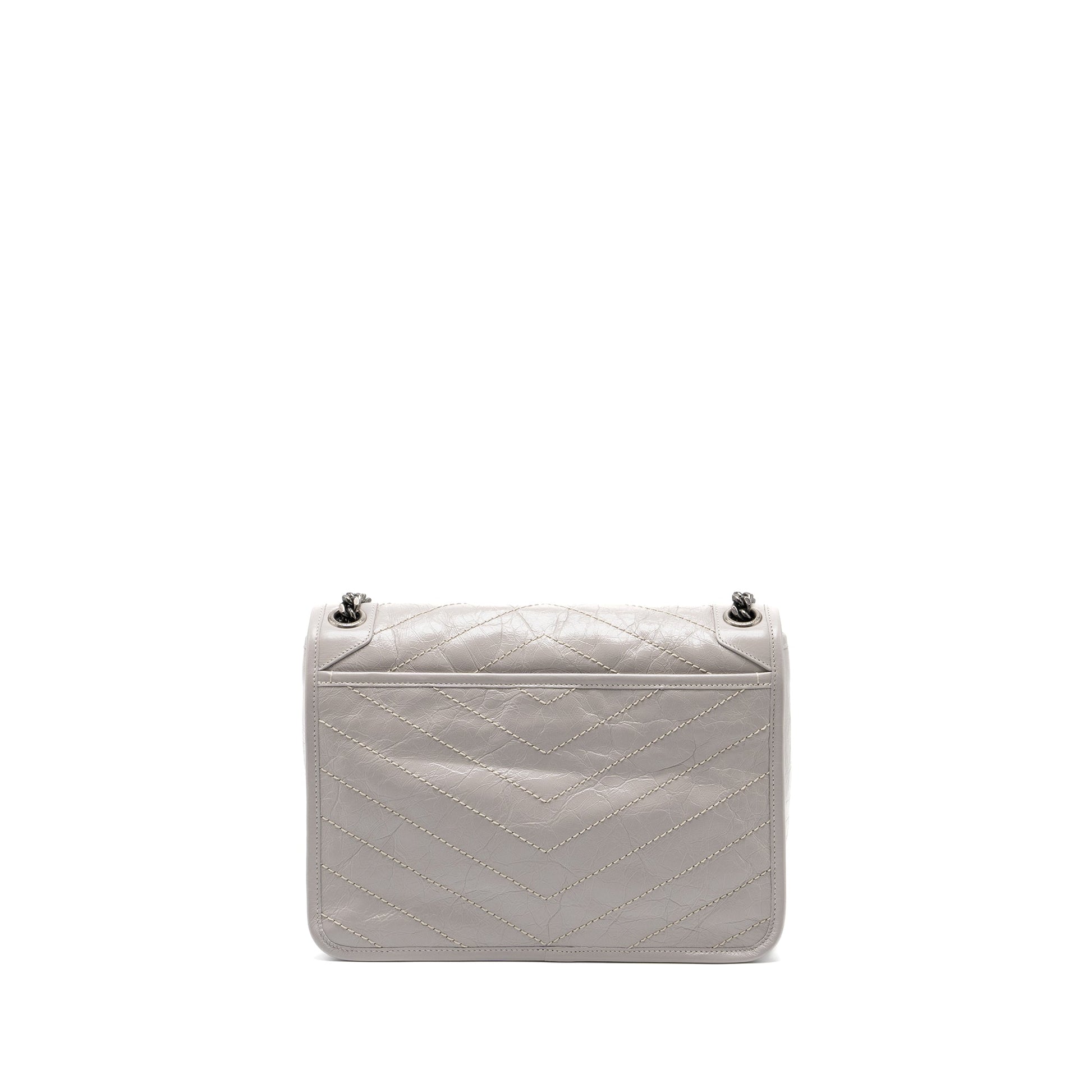 YSL Saint Laurent Saint Laurent Niki Purse Calfskin Grey Ruthenium Medium Travel Bag
