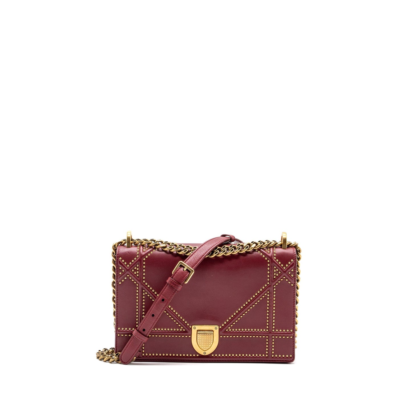 Dior ama Studded Lambskin Handbag Red Medium Travel Bag