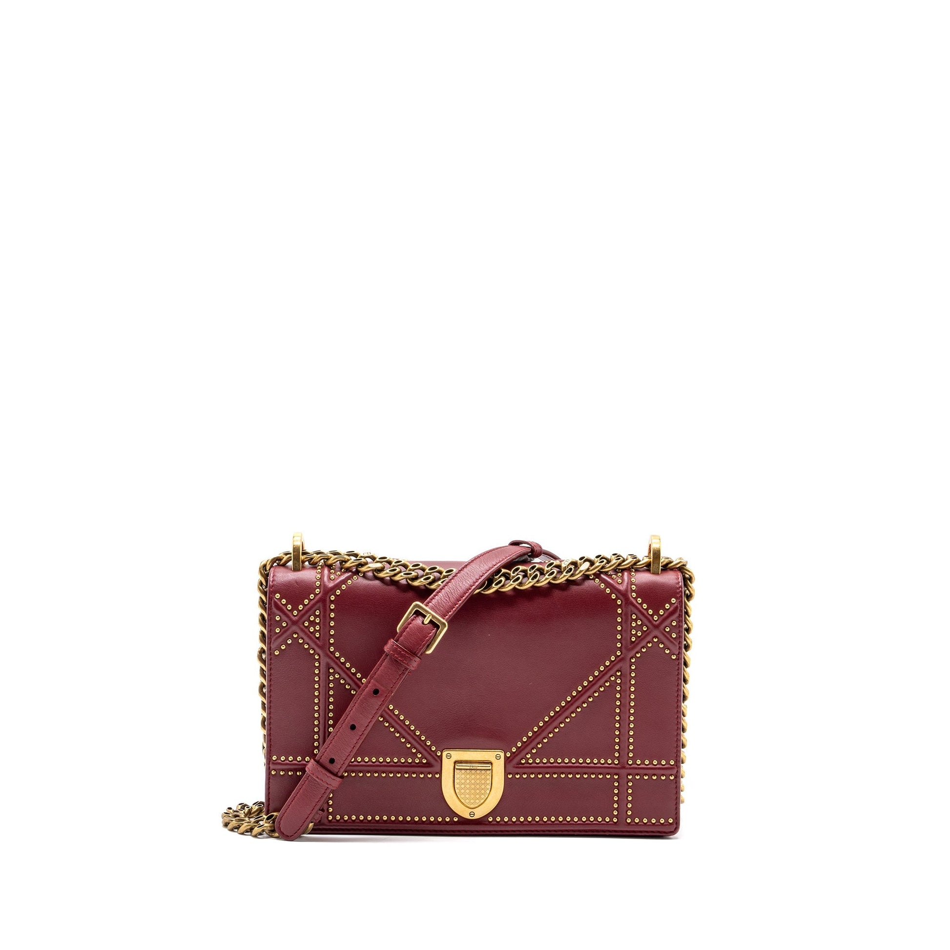 Dior ama Studded Lambskin Handbag Red Medium Travel Bag