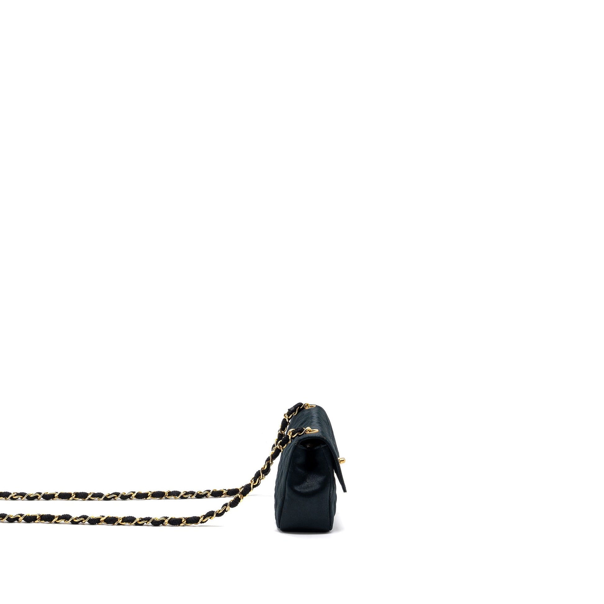 Chanel Flap Satin GHW Black Shoulder Bag