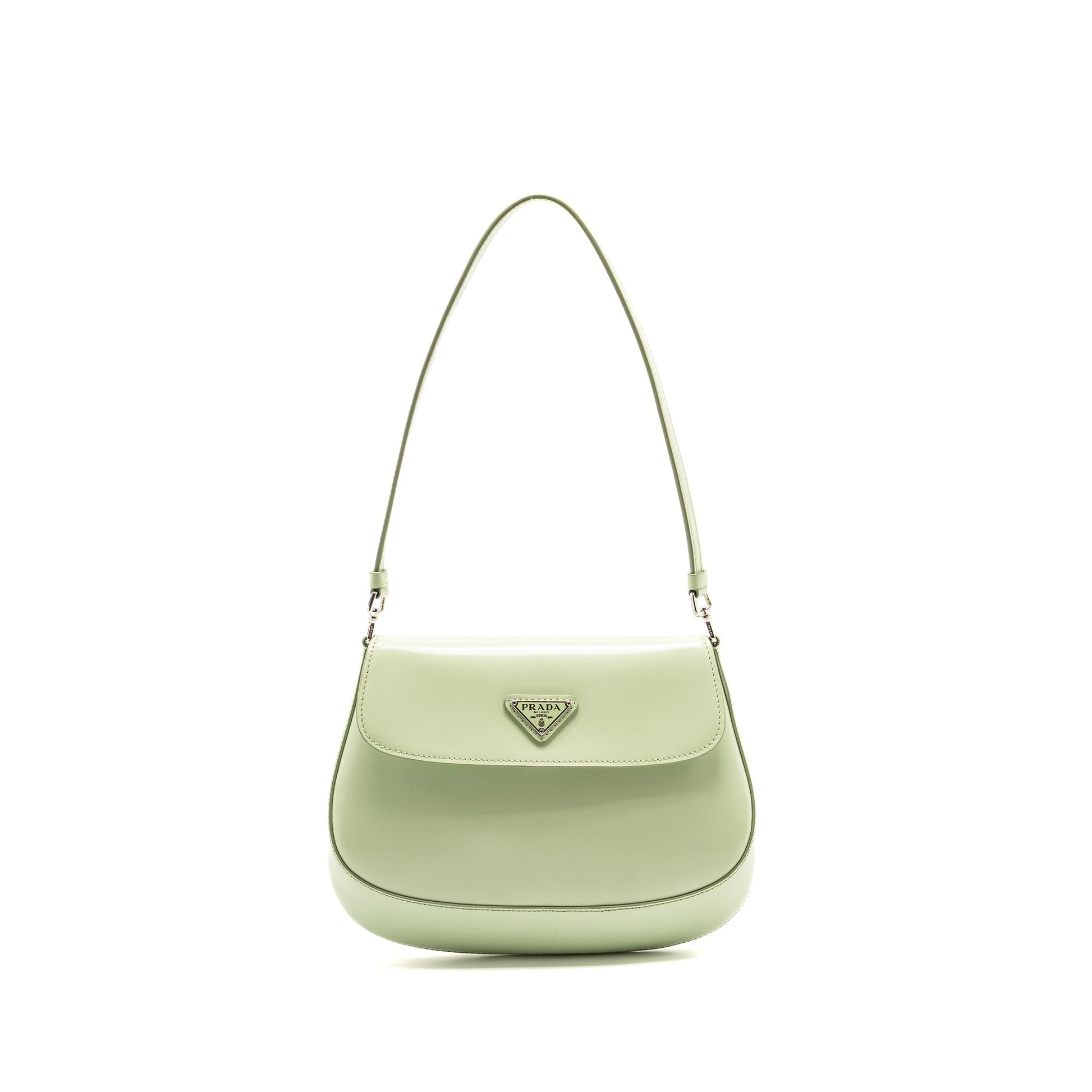 Prada Small Cleo Purse Brushed Light Handbag Leather Green Travel Bag