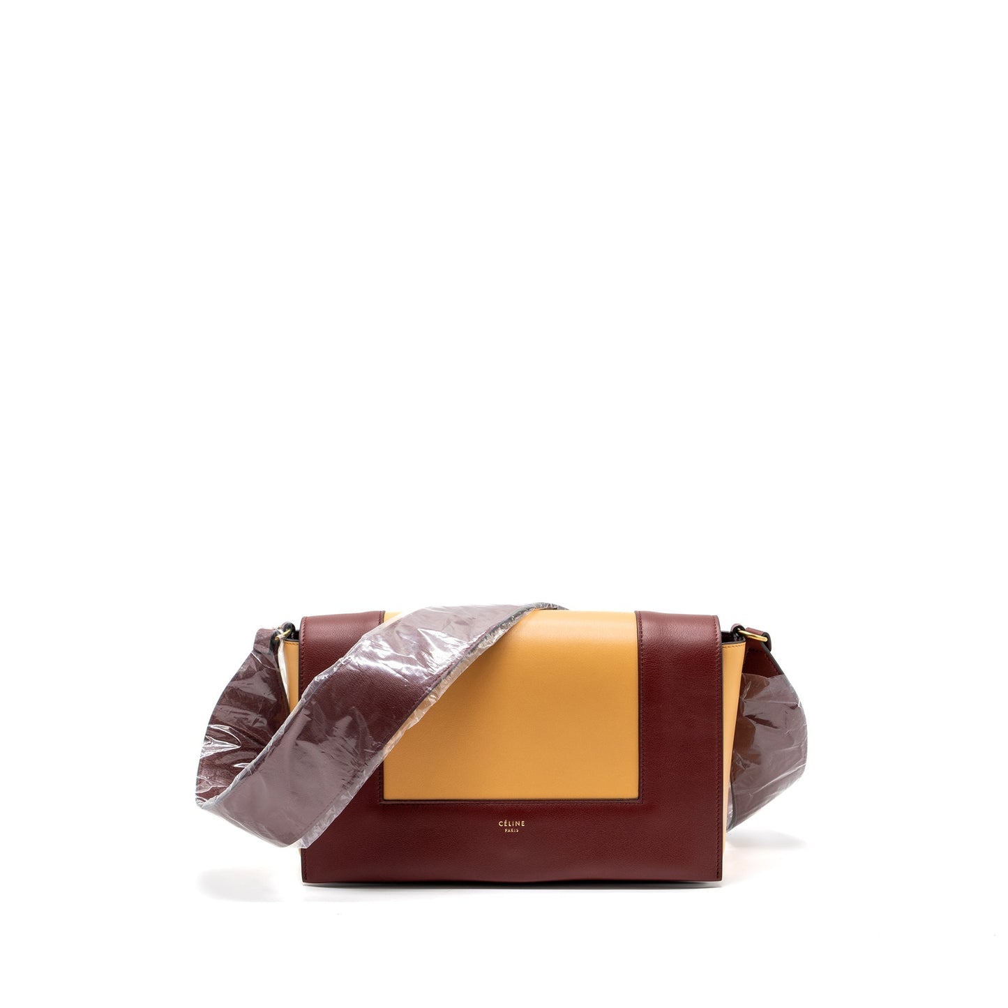 Celine Frame Purse Calfskin Ruby Apricot Handbag Travel Bag