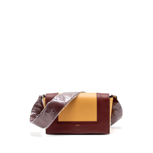 Celine Frame Purse Calfskin Ruby Apricot Handbag Travel Bag