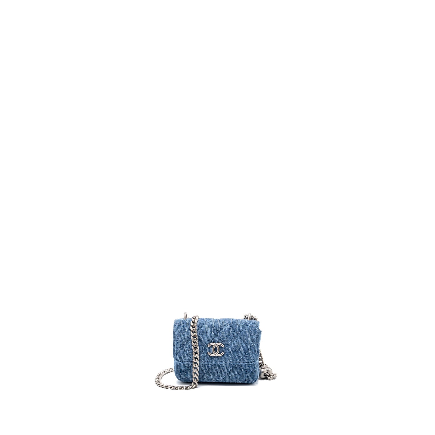 Chanel Coco Love Denim SHW Microchip Blue Clutch Bag