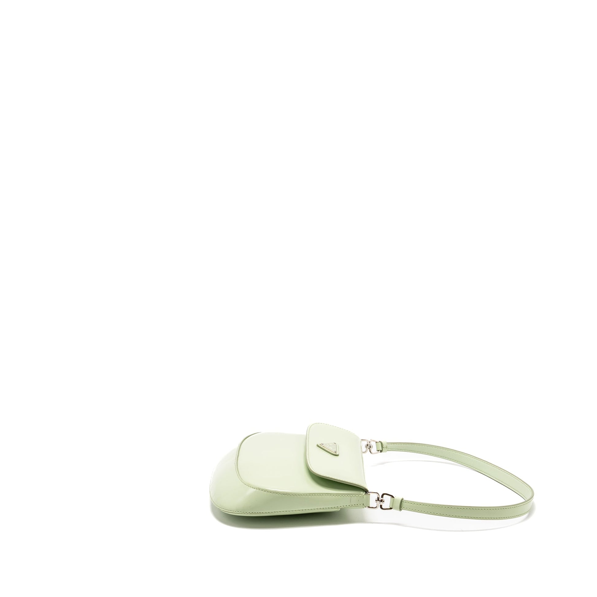 Prada Small Cleo Purse Brushed Light Handbag Leather Green Travel Bag