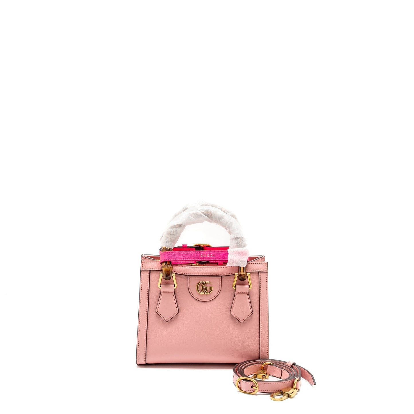 Gucci Diana Bamboo Tote Bag Leather Pink