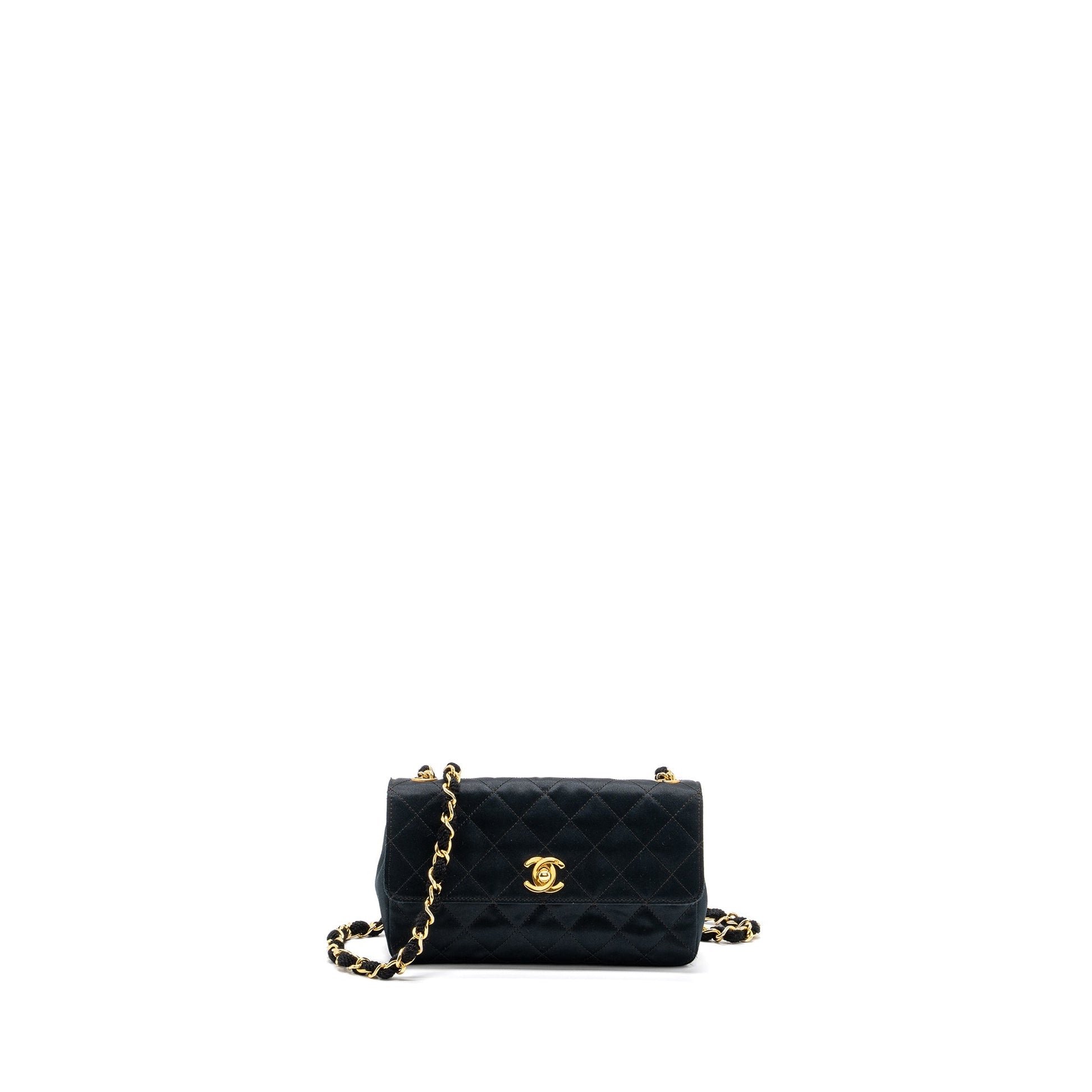 Chanel Flap Satin GHW Black Shoulder Bag