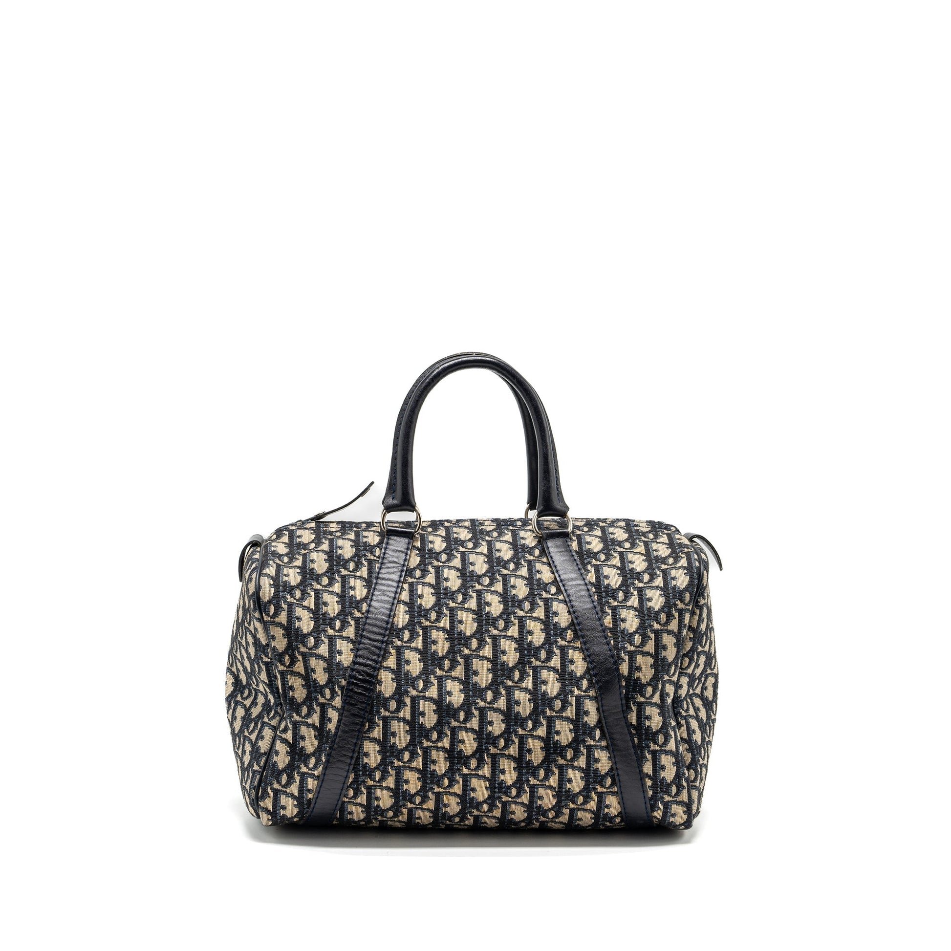 Dior Bowling Purse Oblique Handbag Canvas Blue Travel Bag Canvas Handbag