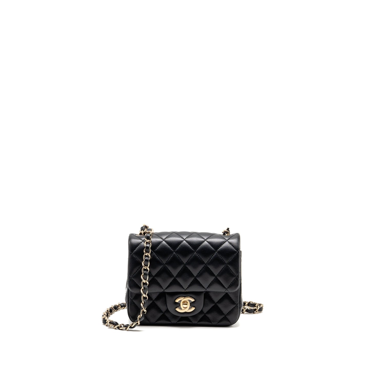Chanel Square Flap Lambskin GHW Black Shoulder Bag Ghw 1