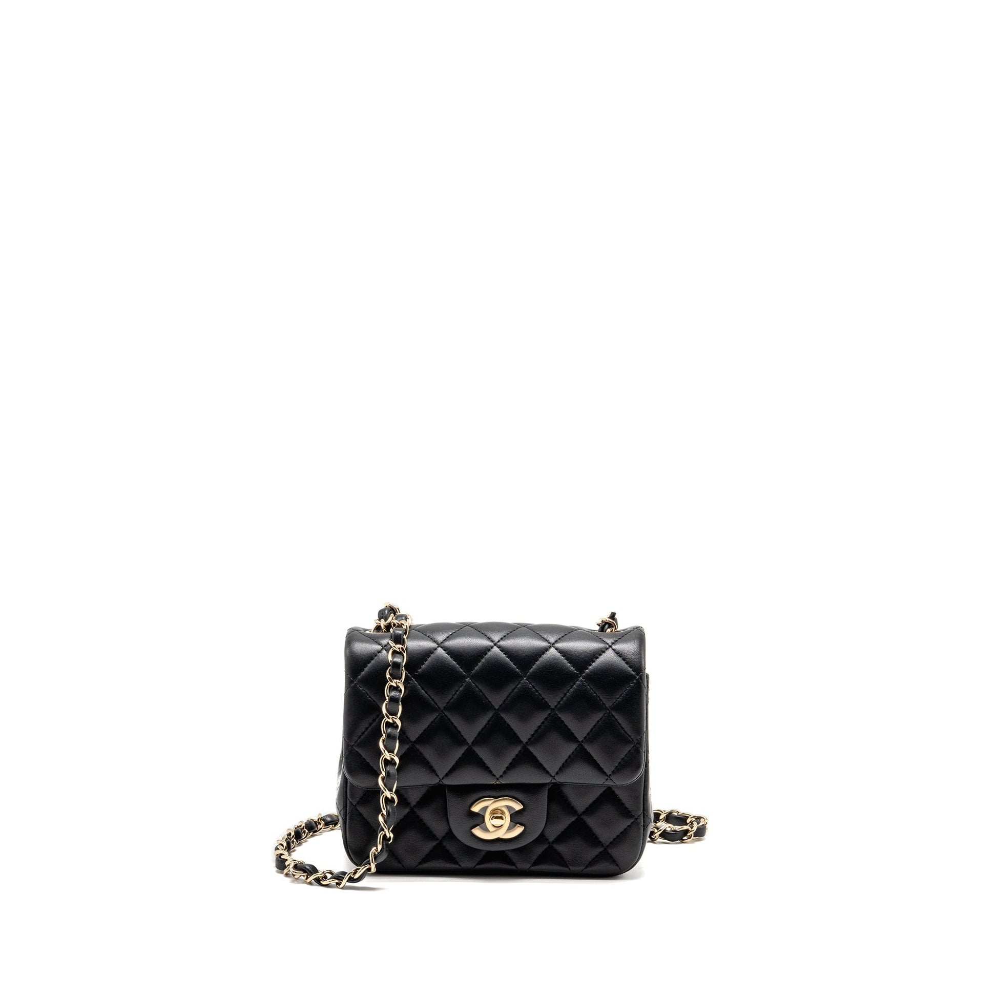 Chanel Square Flap Lambskin GHW Black Shoulder Bag Ghw 1