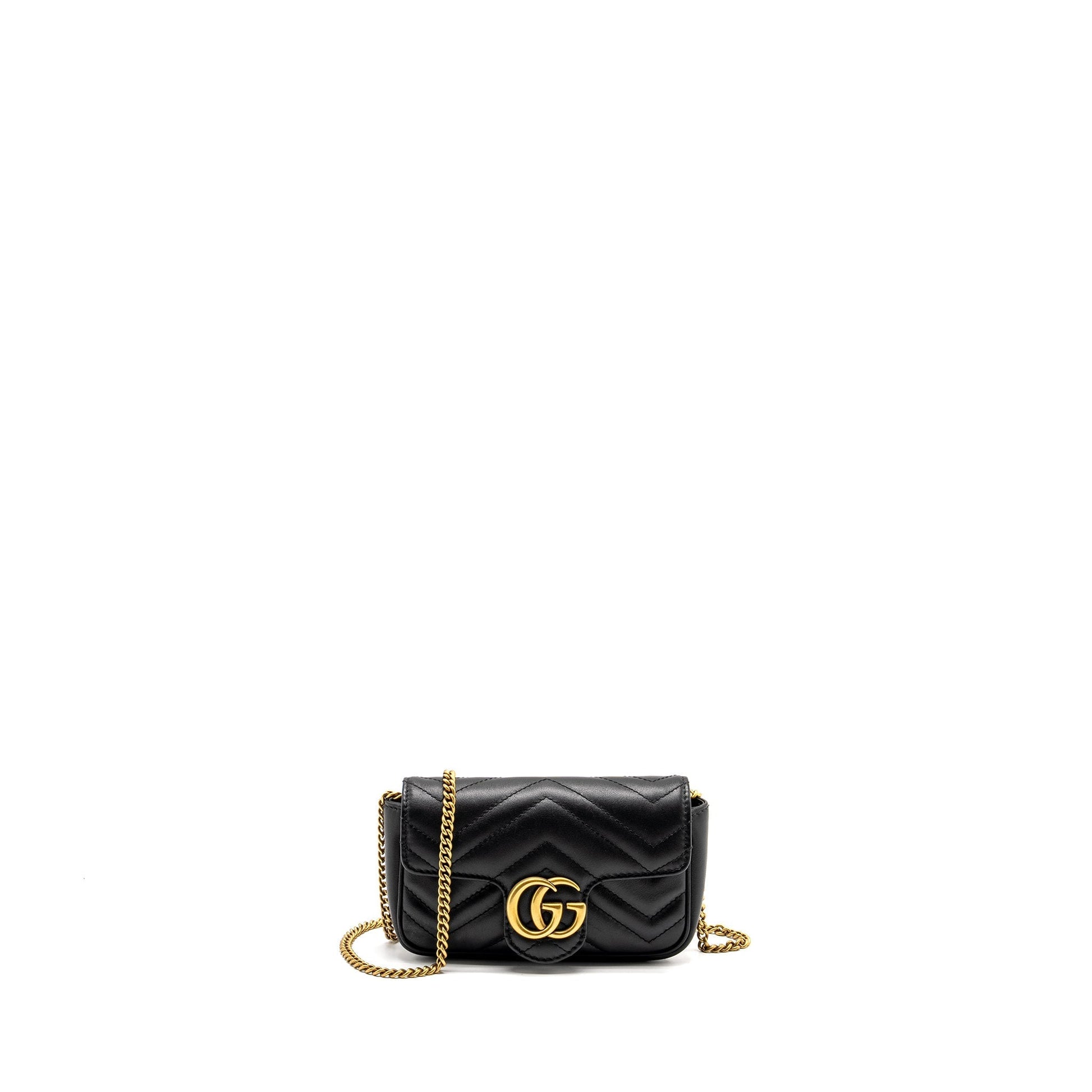 Gucci Super Marmont Calfskin Handbag Black Mini Travel Bag