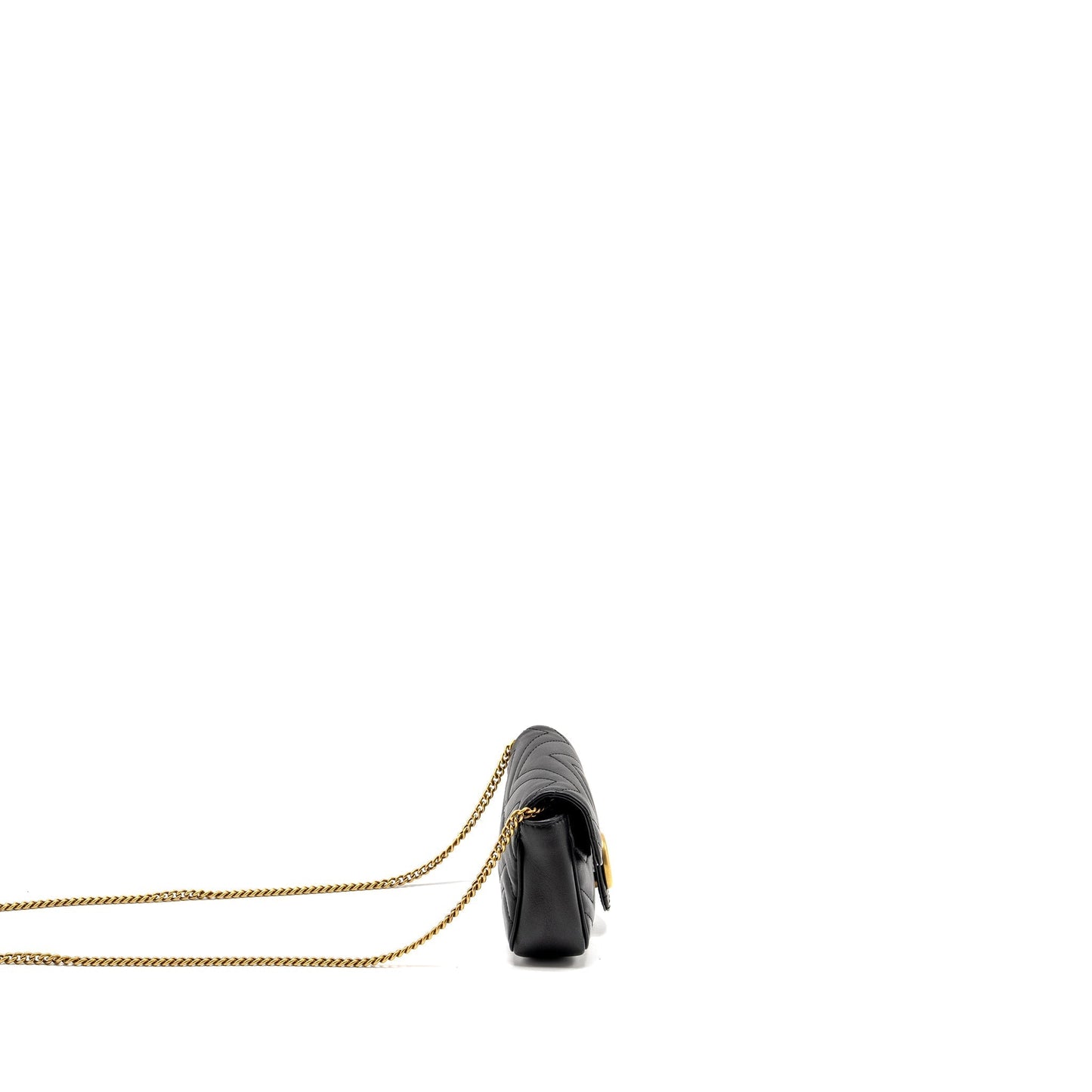 Gucci Super Marmont Calfskin Handbag Black Mini Travel Bag