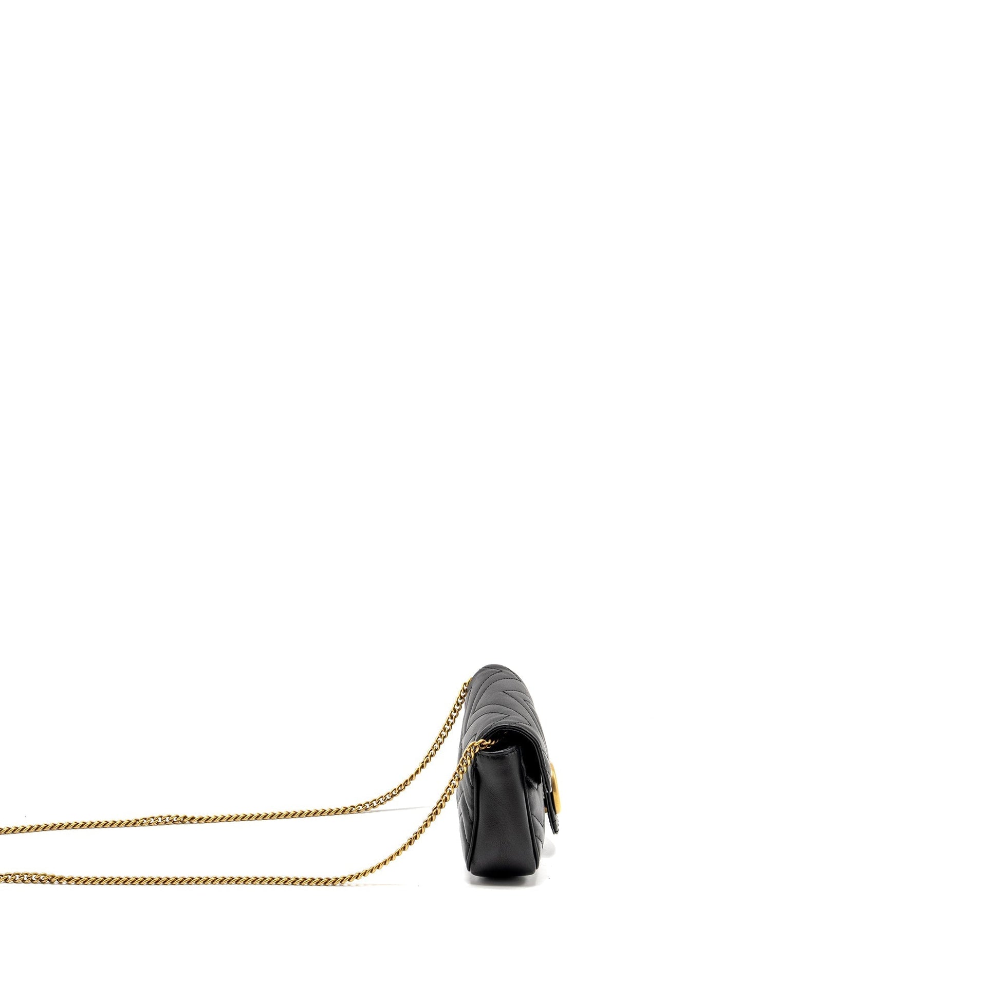 Gucci Super Marmont Calfskin Handbag Black Mini Travel Bag