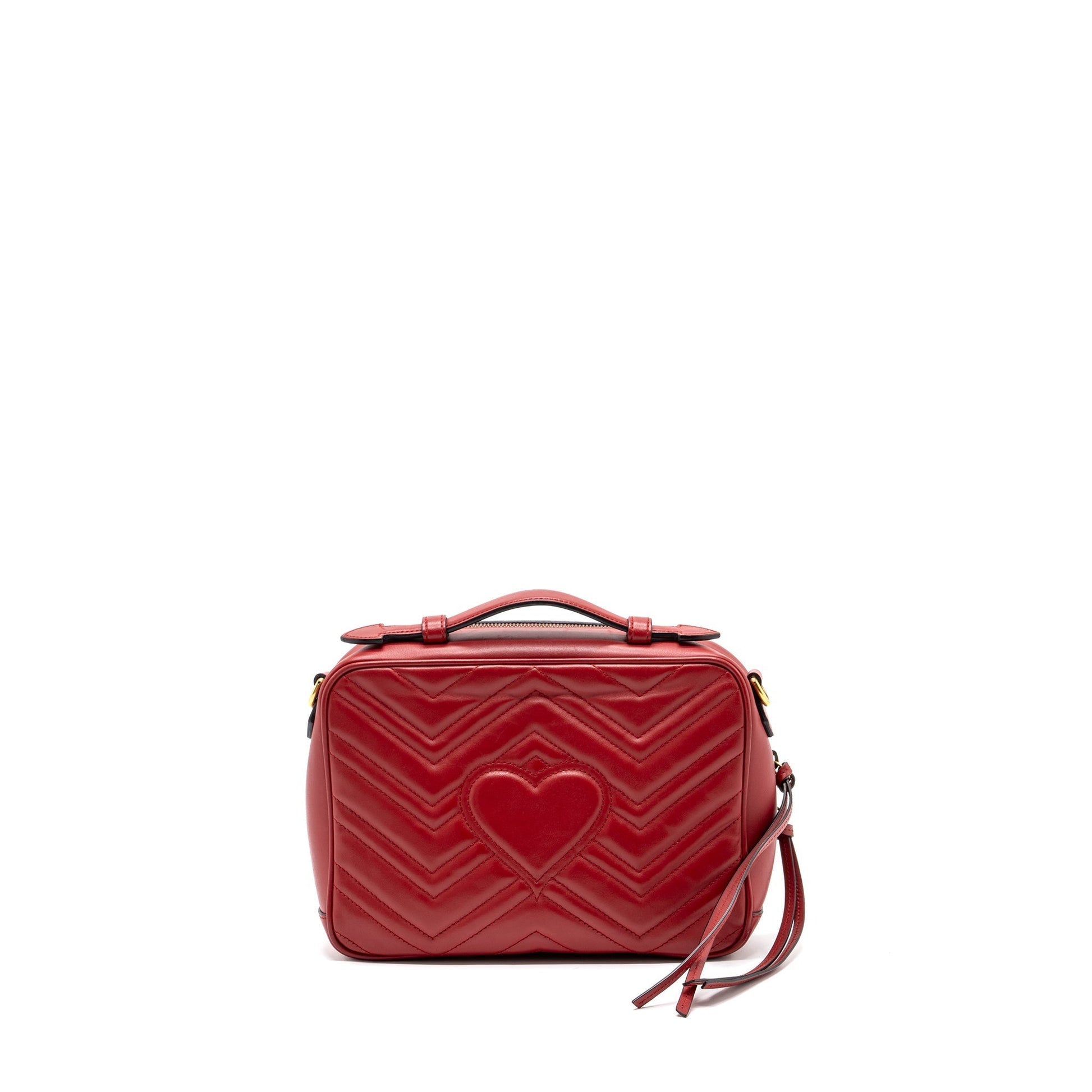 Gucci Marmont Shoulder Bag Calfskin Matelasse Red Red Ghw