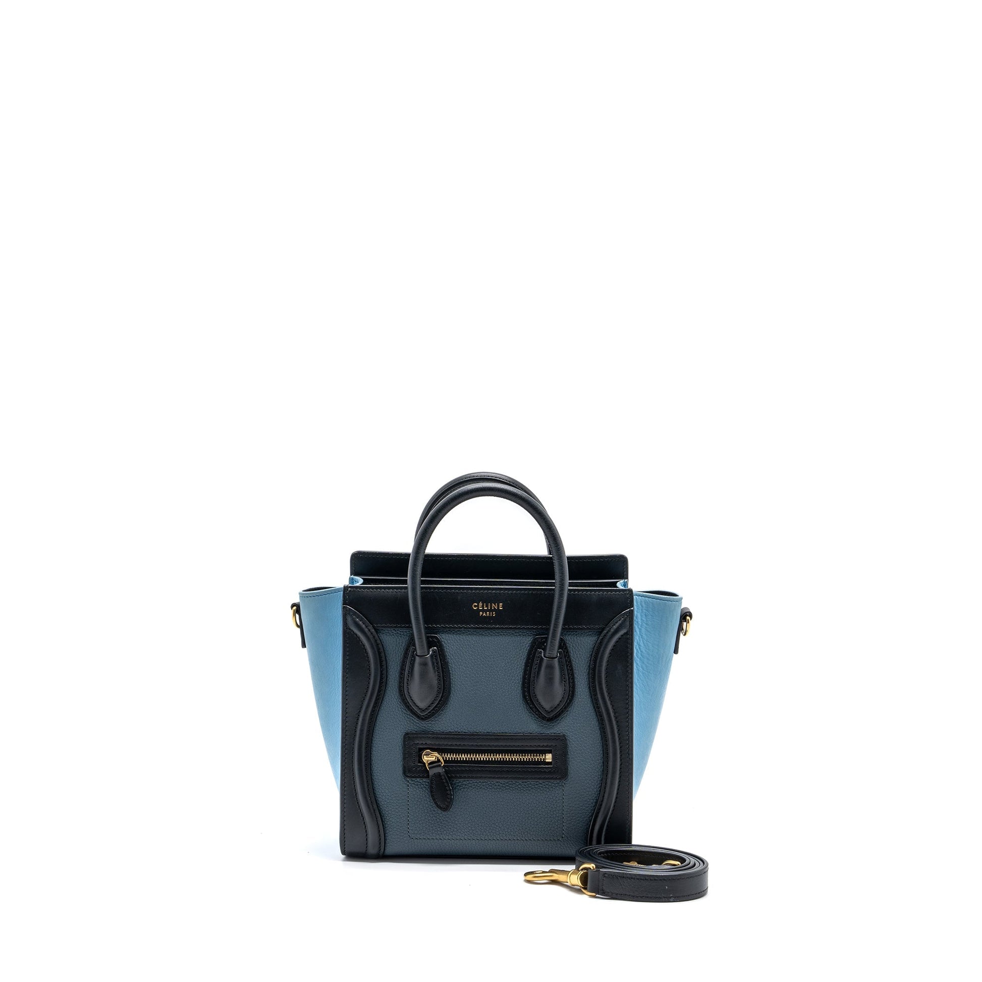 Celine Nano Luggage Purse Multi Colour Dark Handbag Black Blue Travel Bag