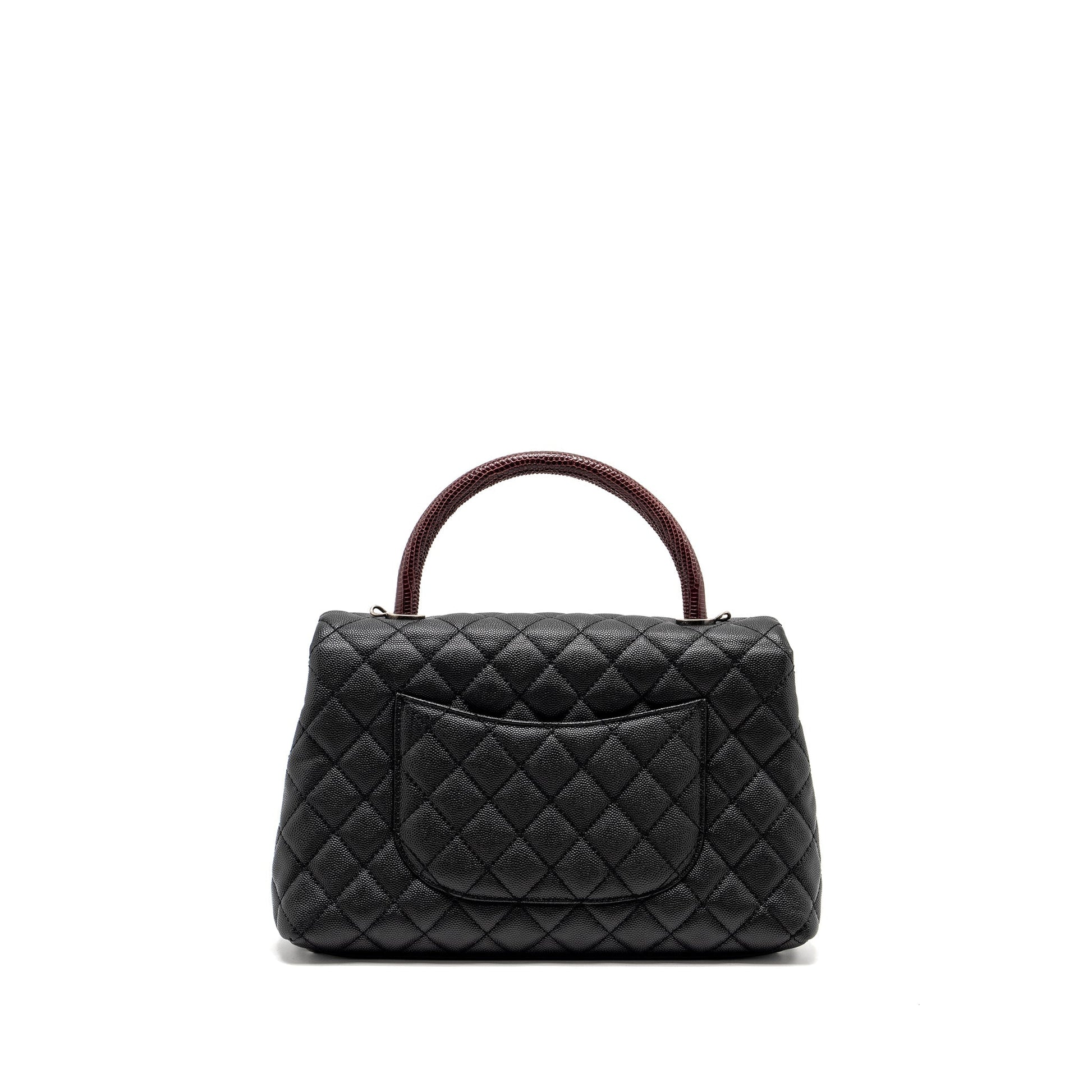 Chanel coco handle caviar lizard handle burgundy Black Handbag