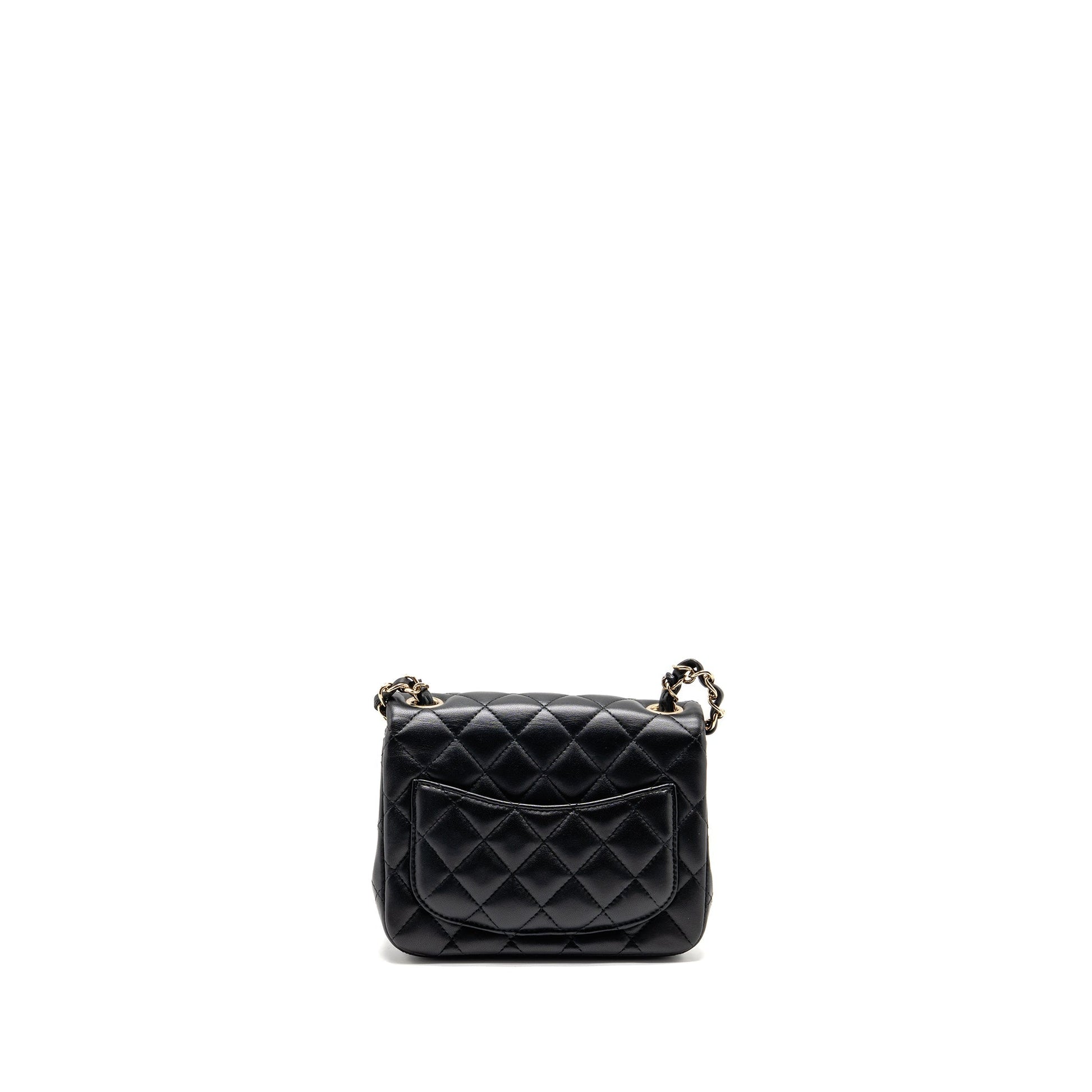 Chanel Square Flap Lambskin GHW Black Shoulder Bag Ghw 1
