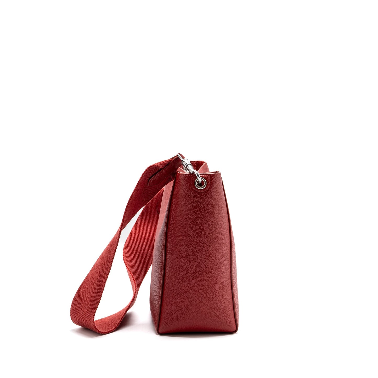 Celine Sangle Purse Grained Calfskin Handbag Red Small Bucket Bag