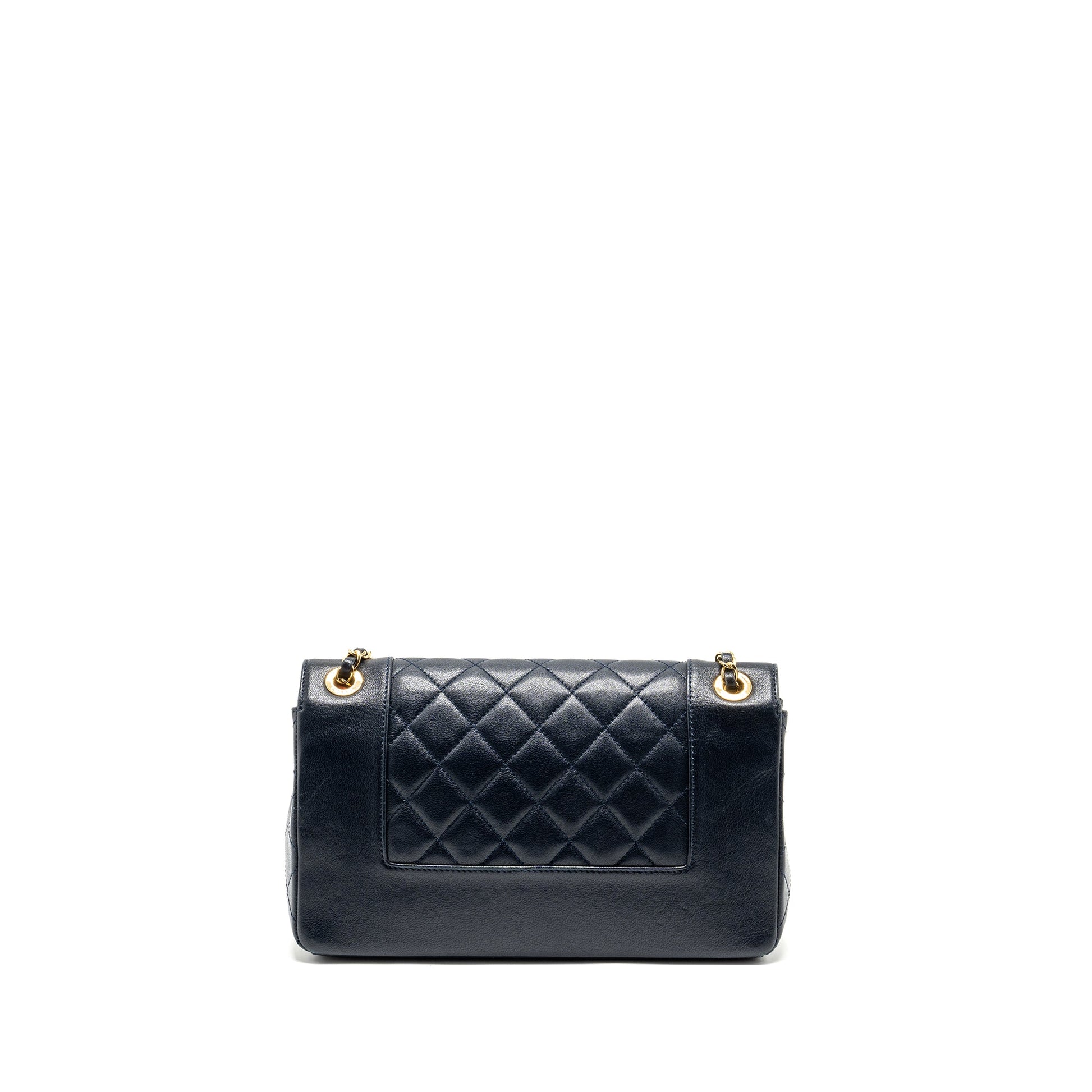 Chanel Mademoiselle Enamel Flap Goatskin Navy GHW Shoulder Bag
