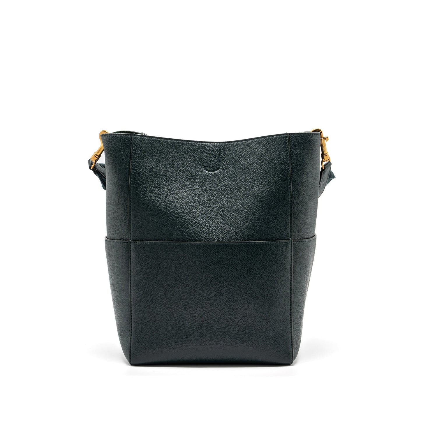 Celine Sangle Purse Calfskin Dark Handbag Green Bucket Bucket Bag