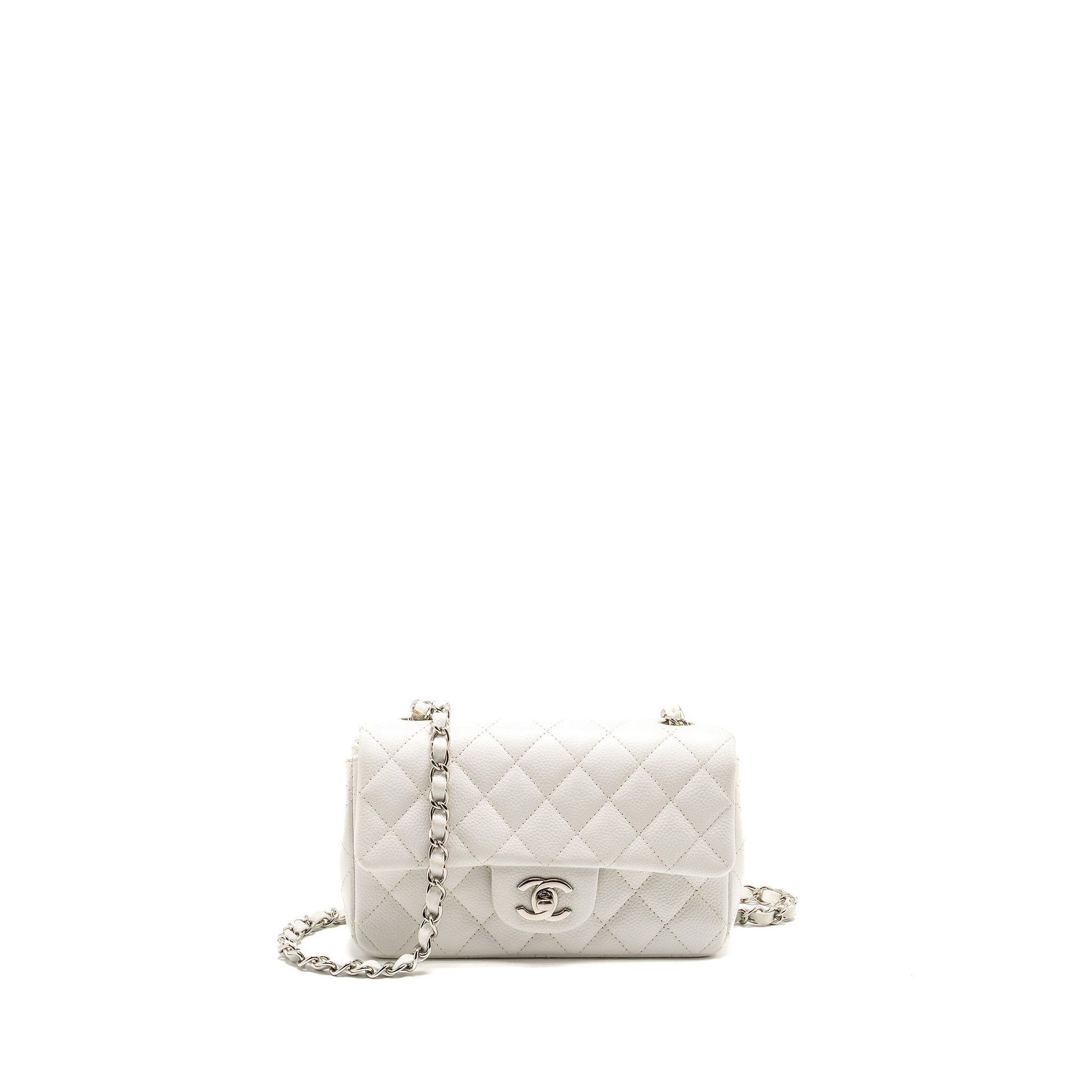 Chanel Rectangular Flap Caviar SHW White Shoulder Bag