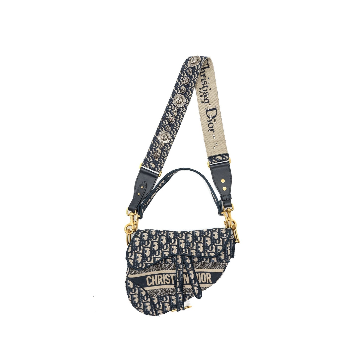 Dior Saddle Purse Oblique Embroidery Handbag Blue Travel Bag