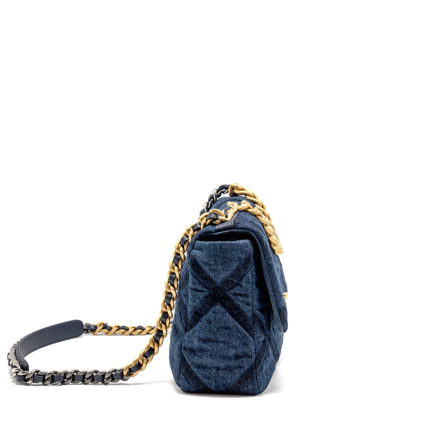Chanel 19 denim dark hardware Multicolor Blue Handbag