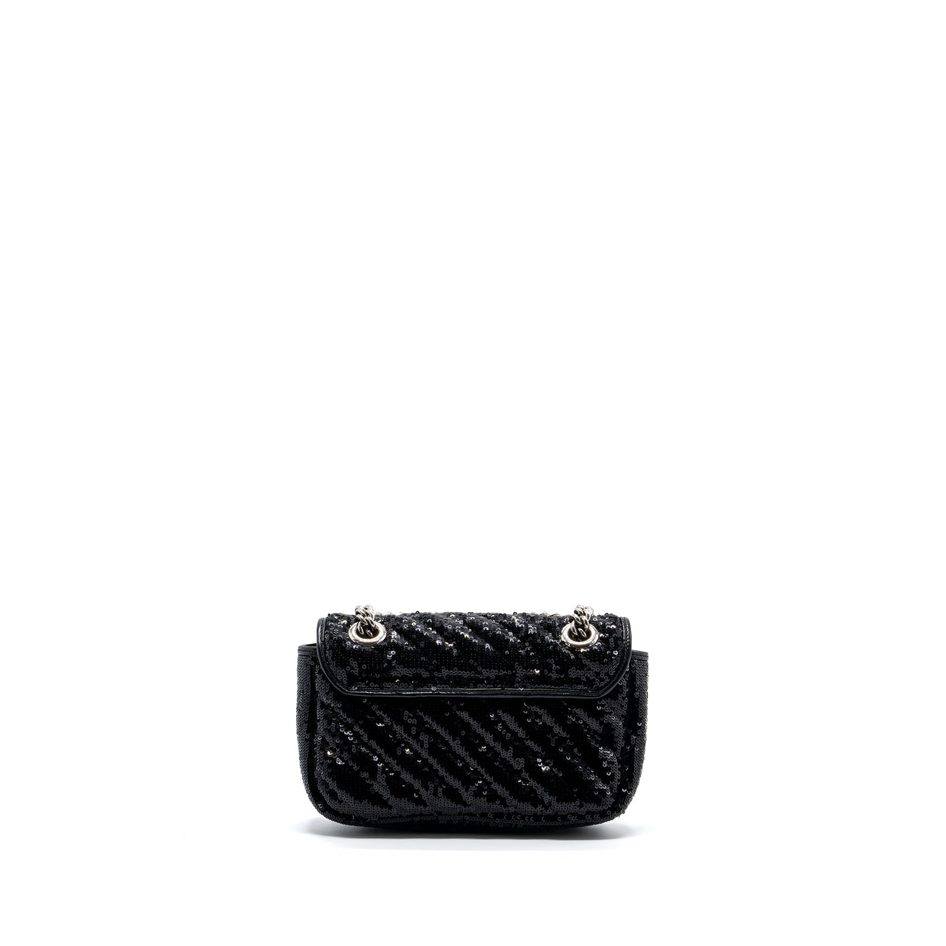 Gucci Marmont Bag Sequin Shw Matelasse Black Travel Bag