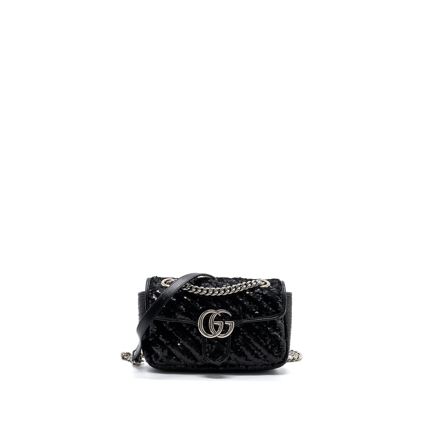 Gucci Marmont Bag Sequin Shw Matelasse Black Travel Bag