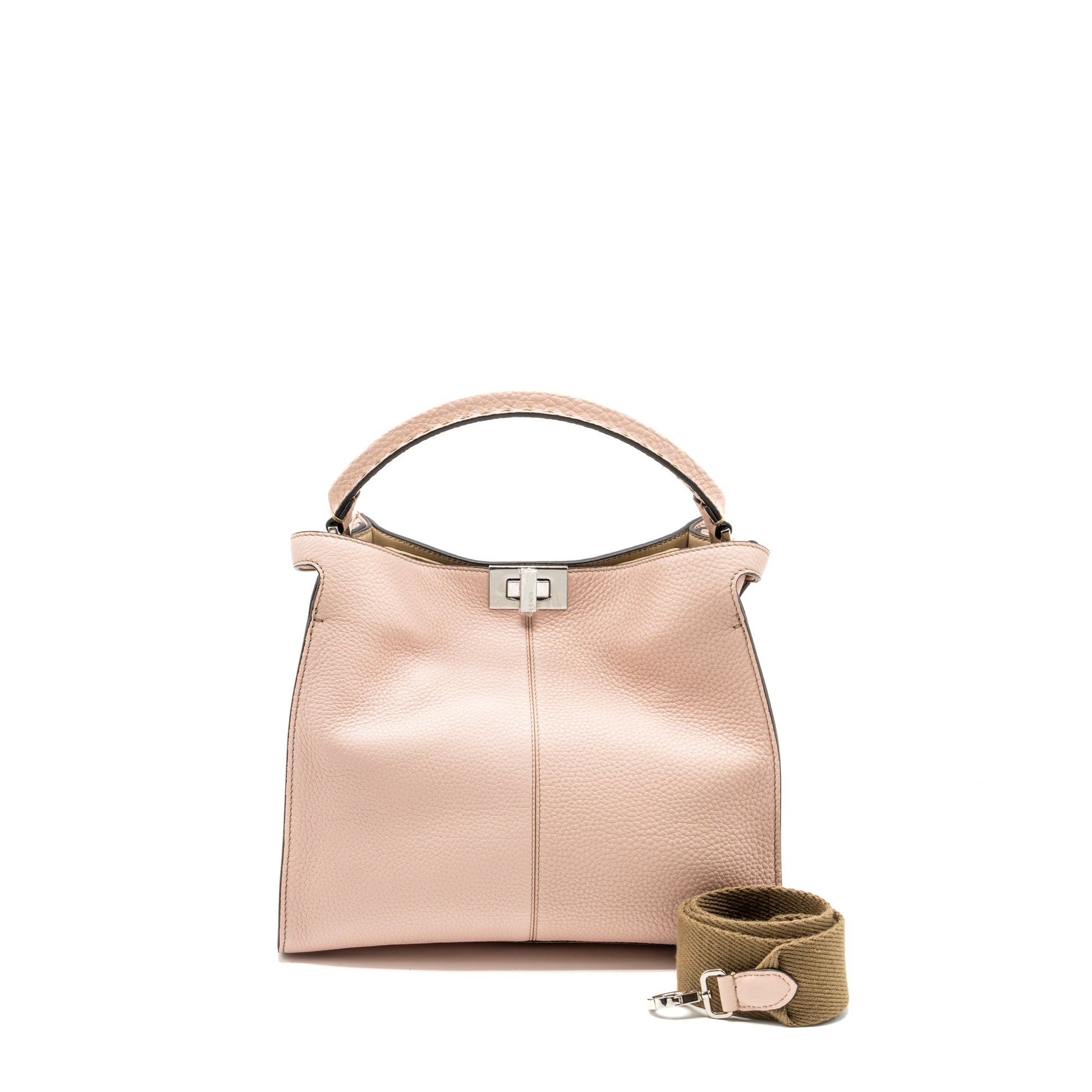 Fendi Lite Peekaboo Selleria Calfskin Handbag Pink Medium Travel Bag