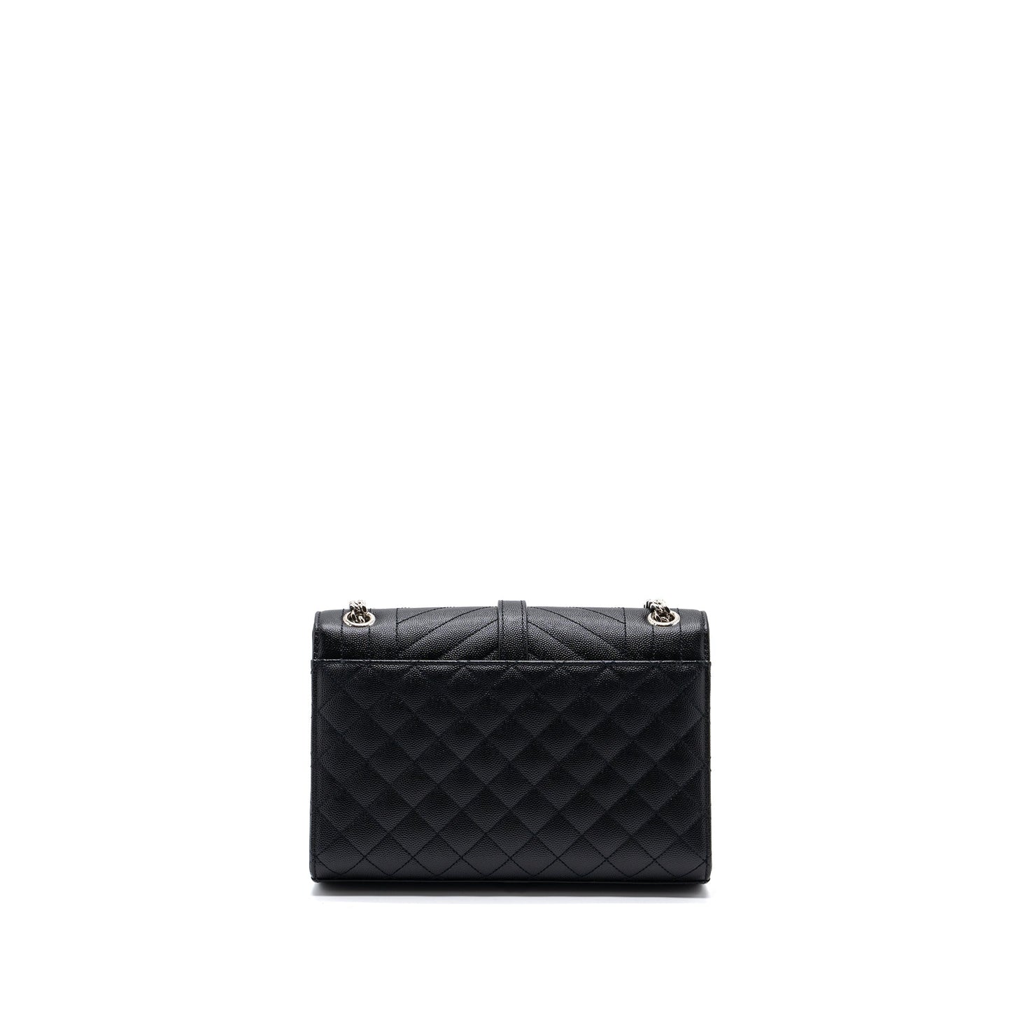 YSL Saint Laurent Envelope Chain Purse Grained Calfskin Mix Travel Matelasse Black Travel Bag