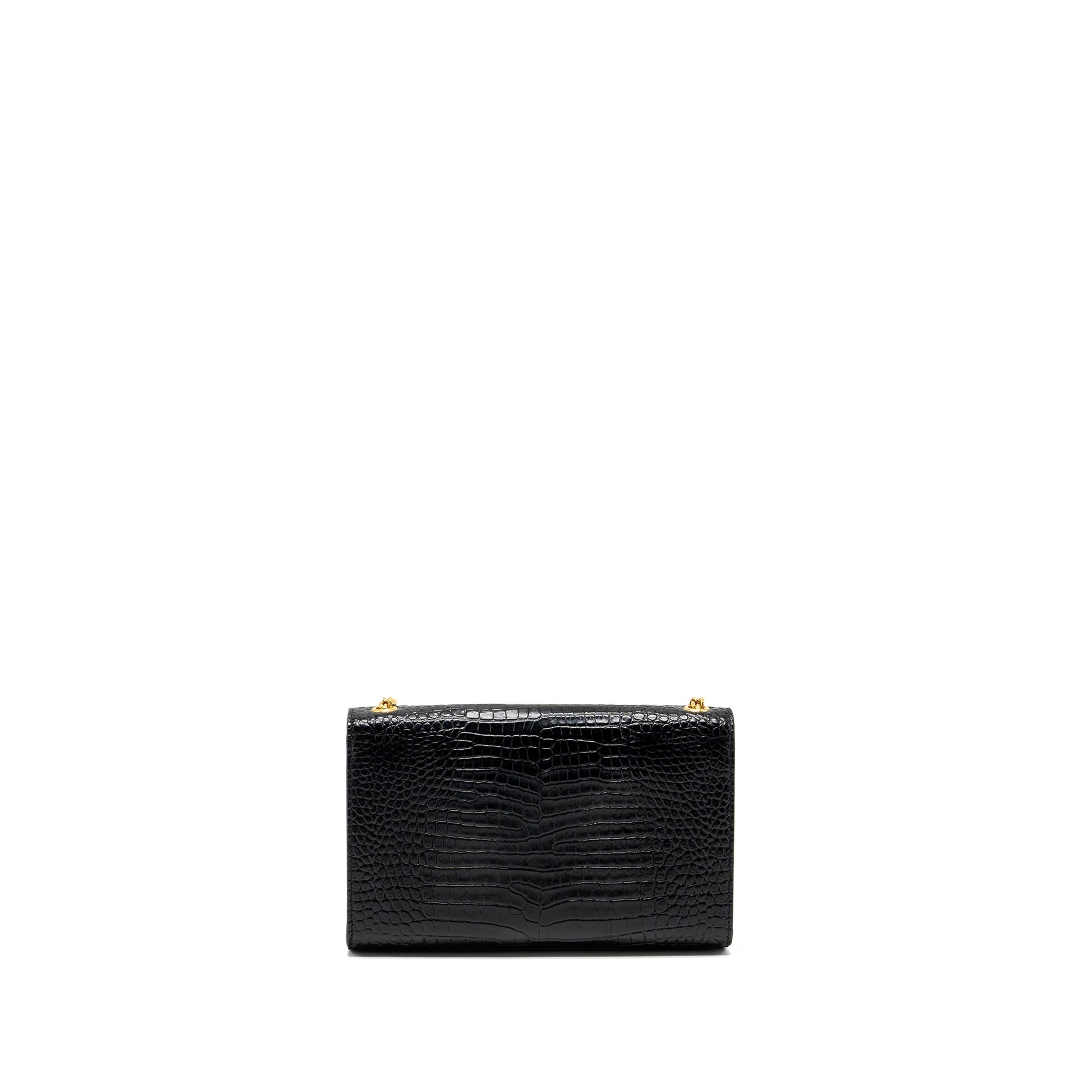 YSL Saint Laurent Saint Laurent Kate Purse Tassel Crocodile Embossed Black Travel Bag