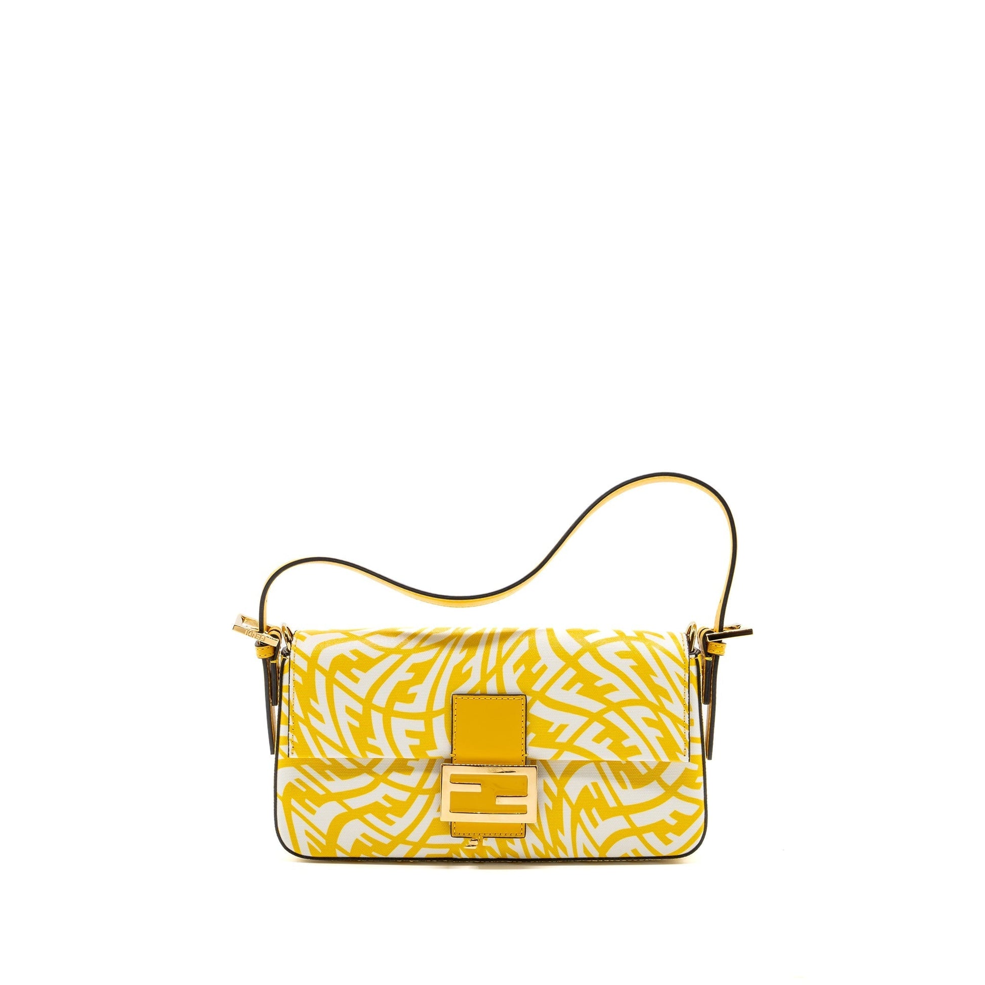 Fendi Baguette Vetrificato Vertigo Print Handbag Canvas Shoulder Bag
