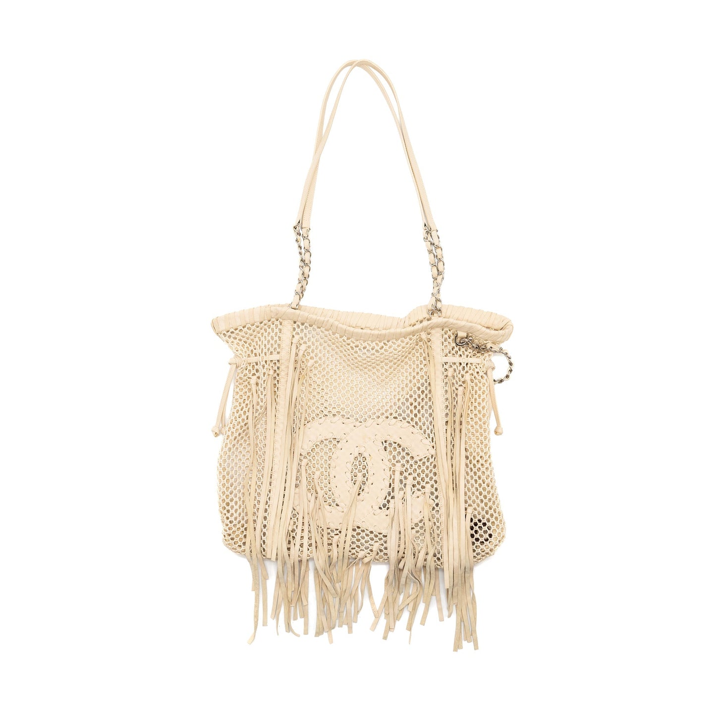 Chanel beach lambskin fabric SHW Ivory Tote Bag