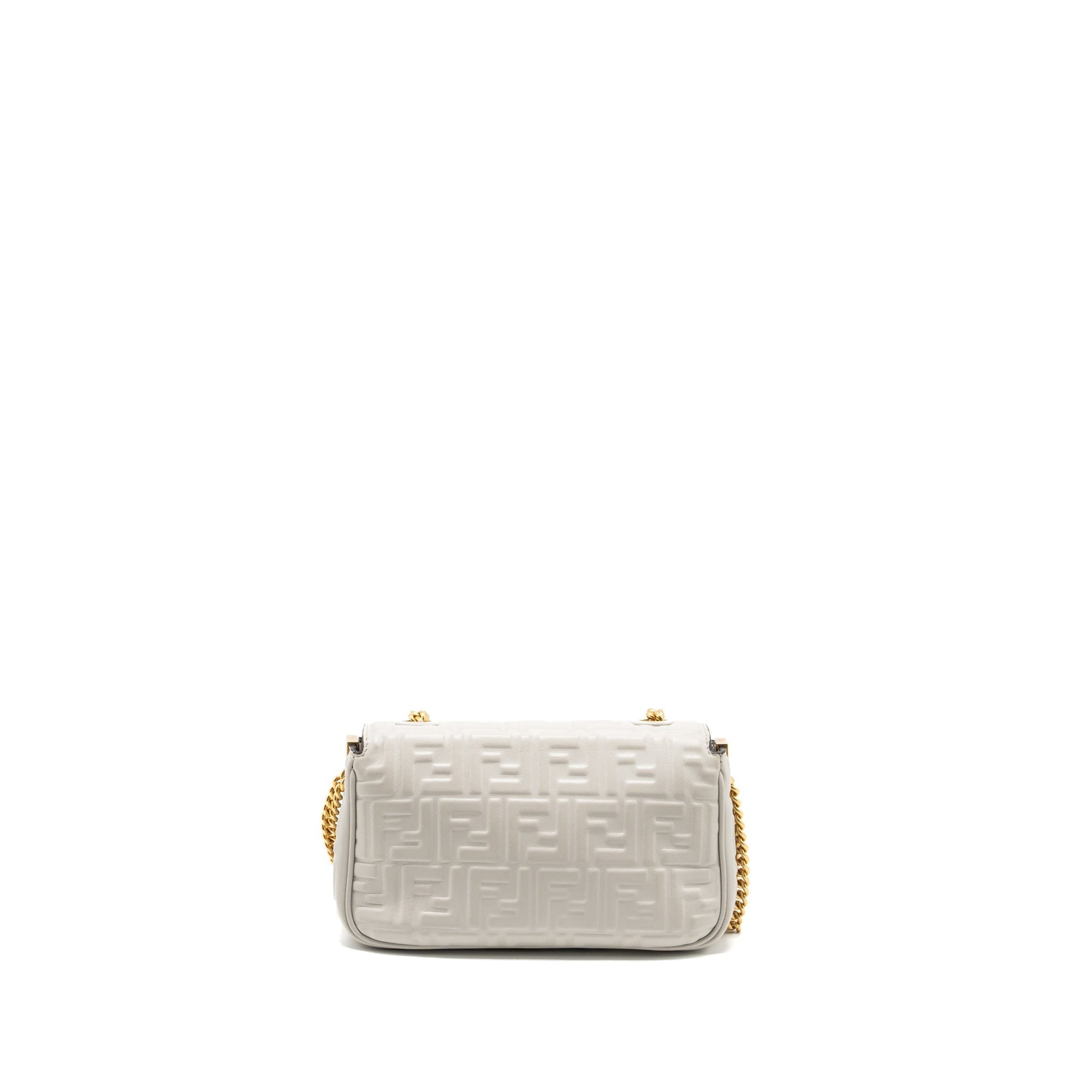 Fendi Baguette Purse Nappa Grey Gray Medium Embossed Shoulder Bag