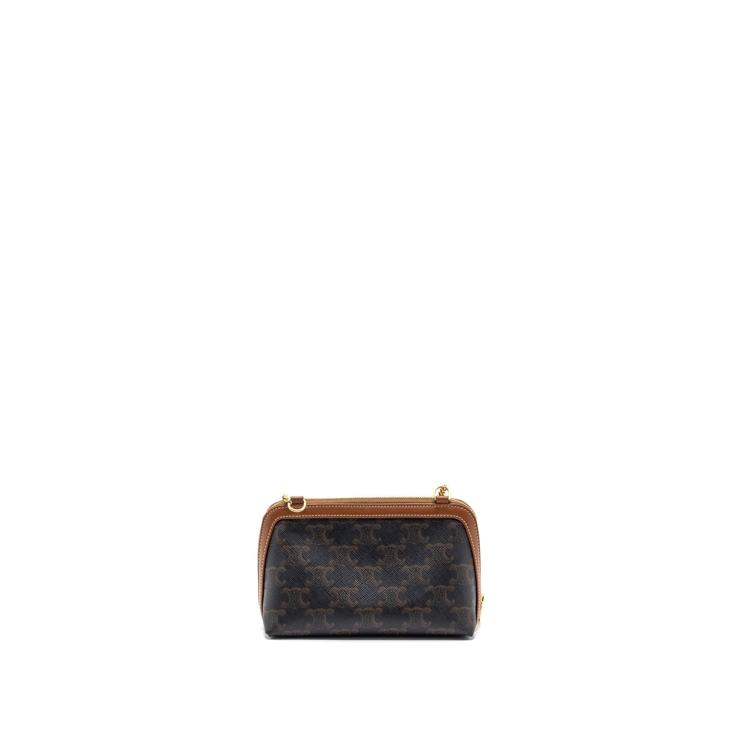 Celine Clutch With Triomphe Lambskin Handbag Canvas Tan Clutch Bag