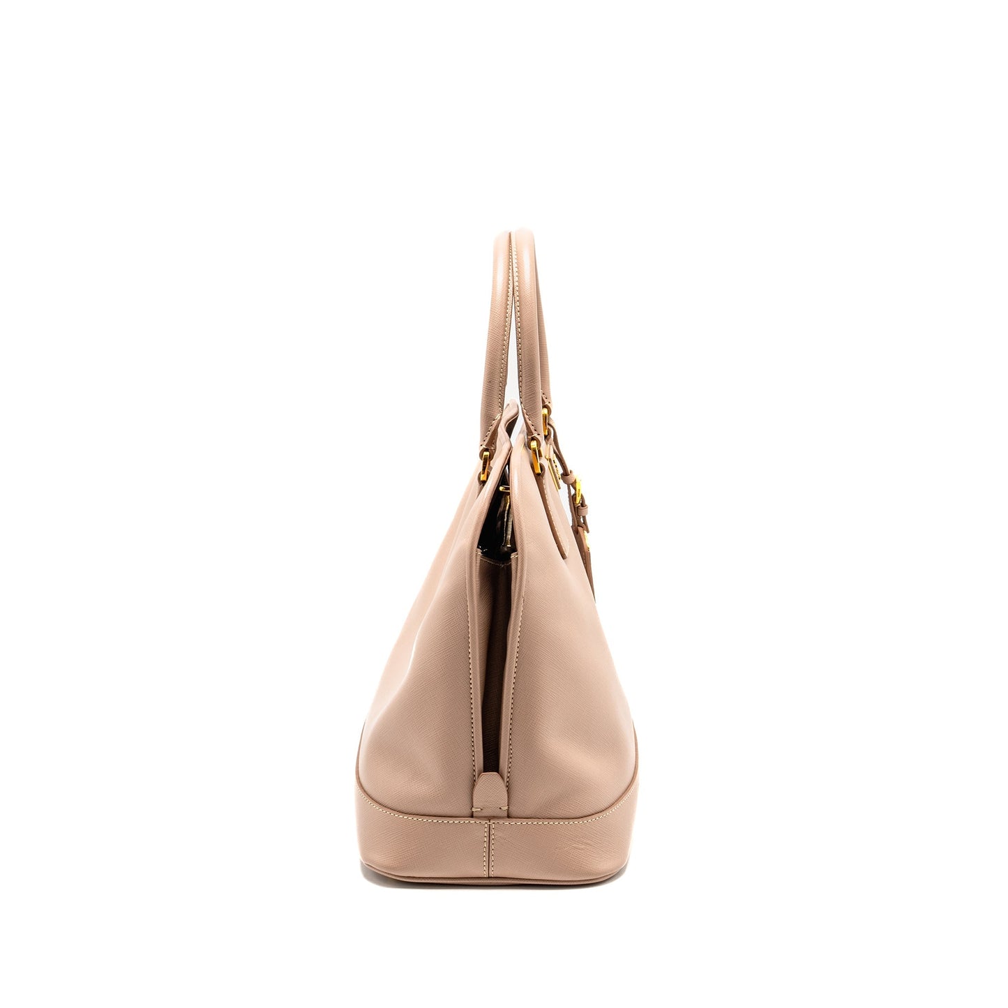 Prada Saffiano Vernice Promenade Dome Tote Handbag Leather Beige Tote Bag