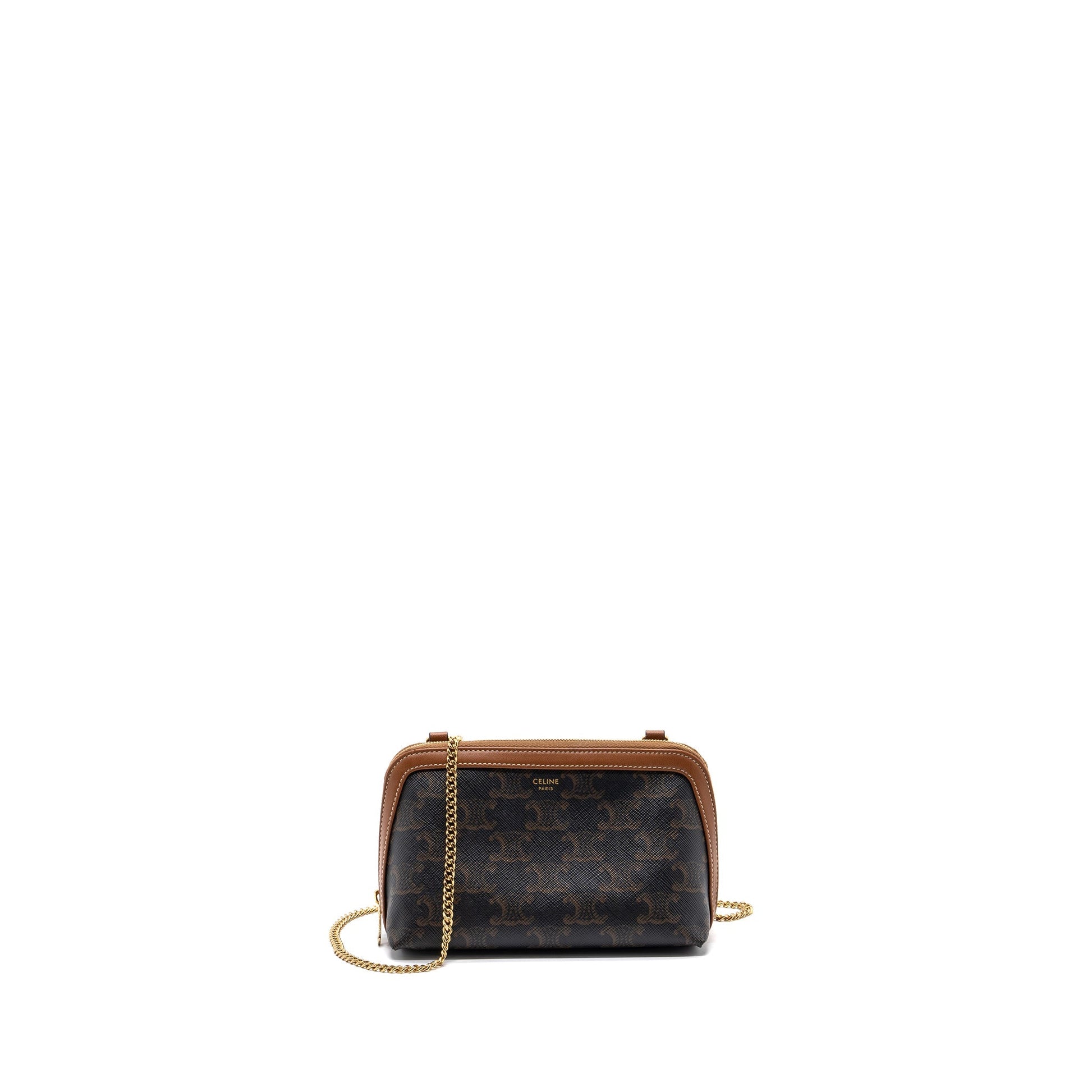 Celine Clutch With Triomphe Lambskin Handbag Canvas Tan Clutch Bag