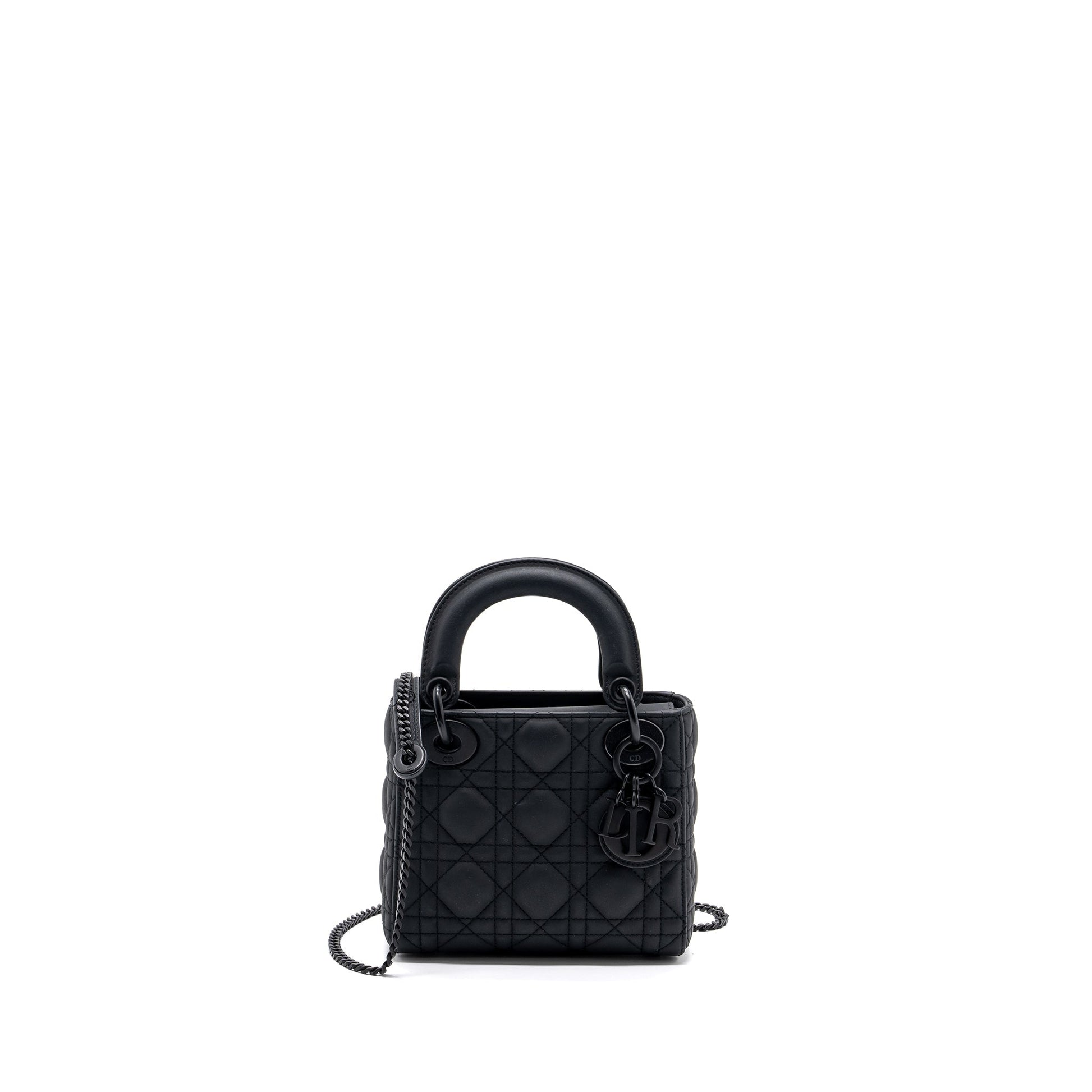 Dior Lady Cannage Calfskin With Hardware Handbag Black Mini Travel Bag
