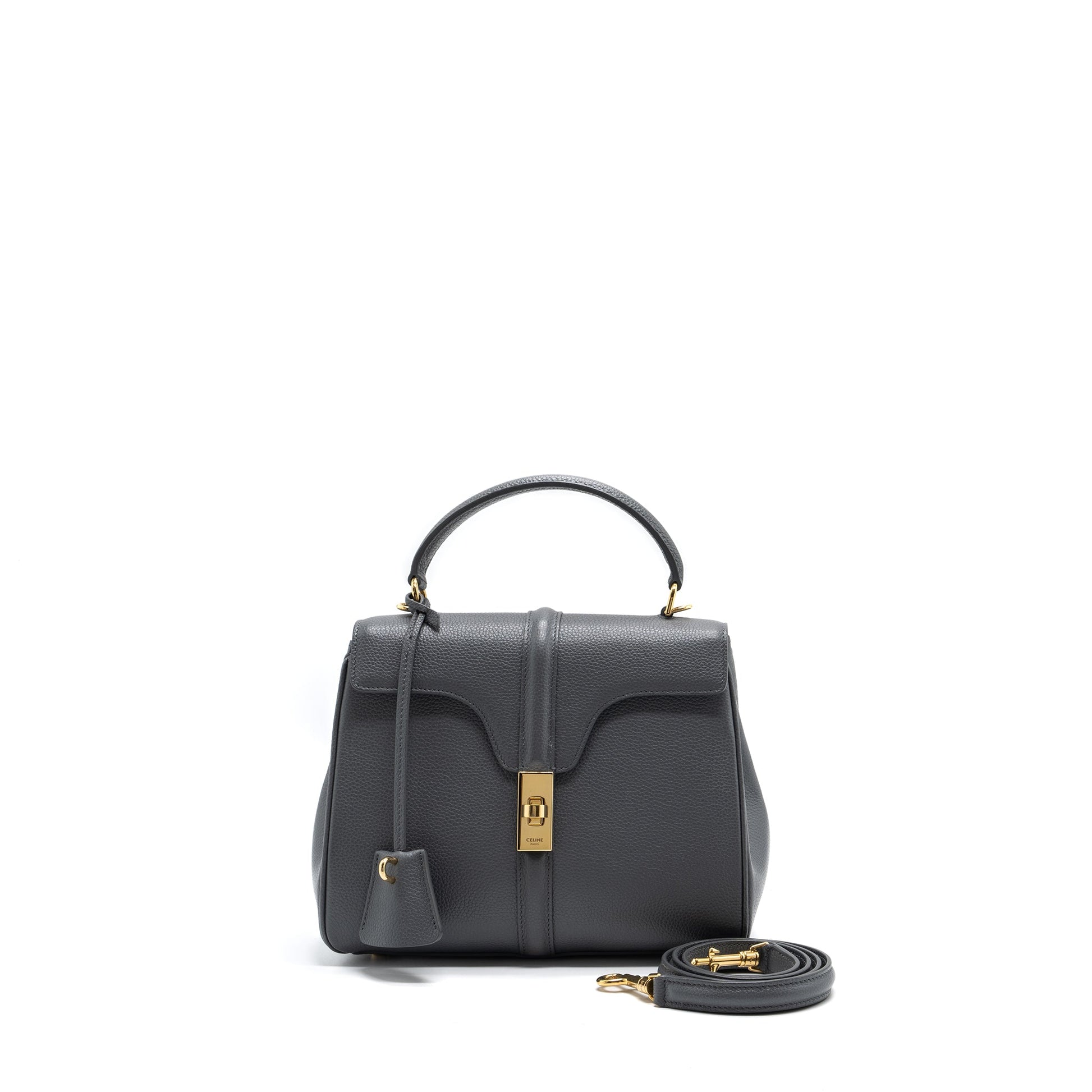 Celine Purse Grained Calfskin Grey Handbag Small Travel Bag