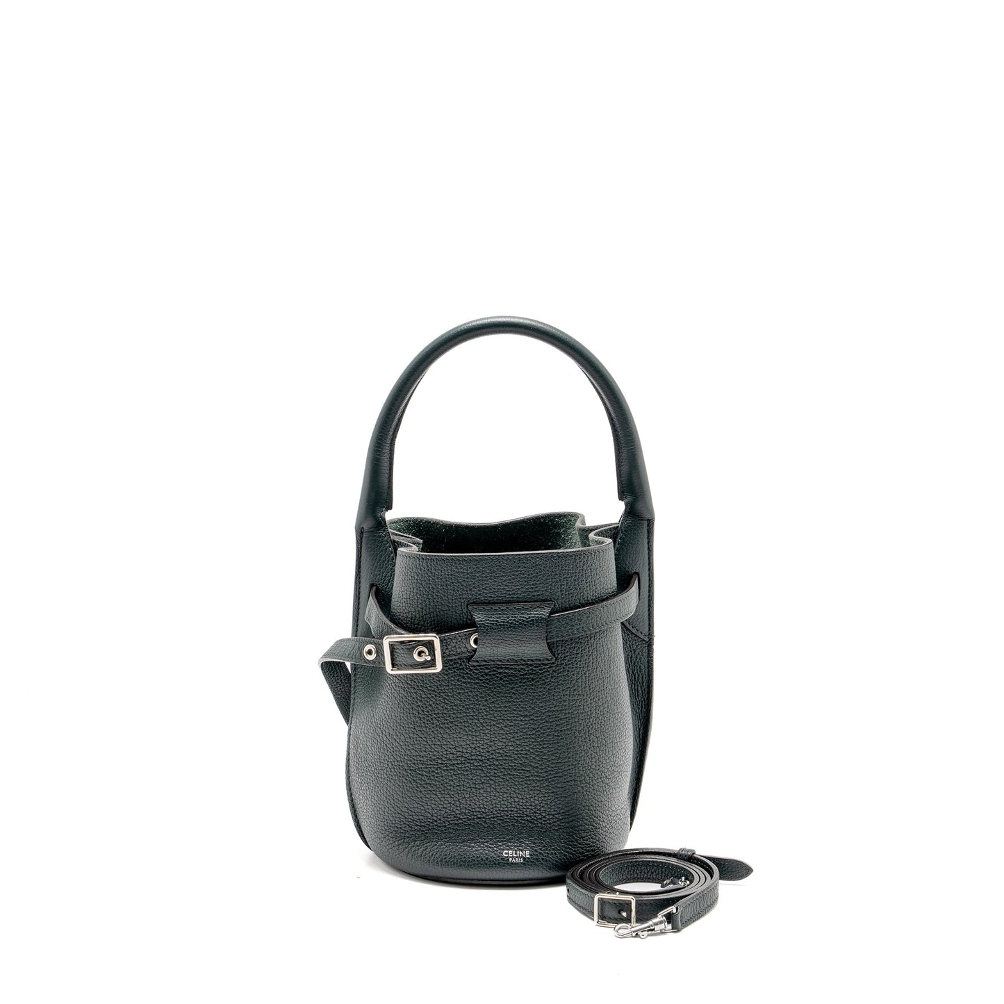 Celine Nano Big Purse Grained Calfskin Dark Handbag Green Bucket Bucket Bag