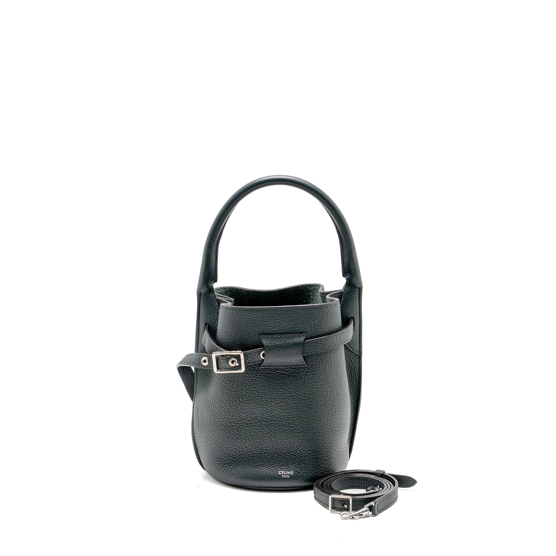 Celine Nano Big Purse Grained Calfskin Dark Handbag Green Bucket Bucket Bag