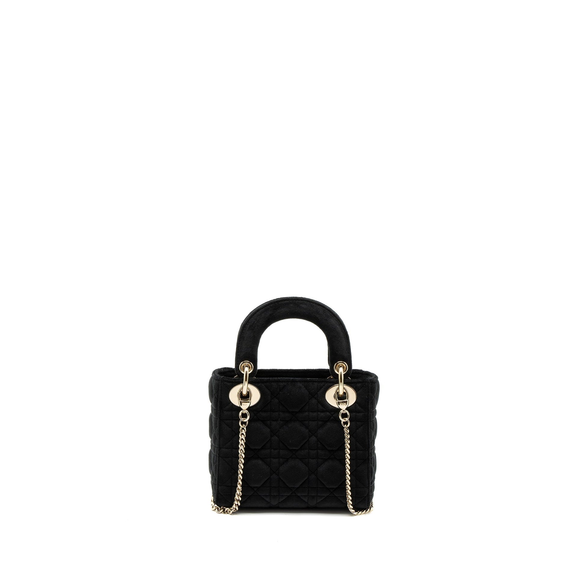 Dior Lady Velvet Handbag Black Mini Travel Bag