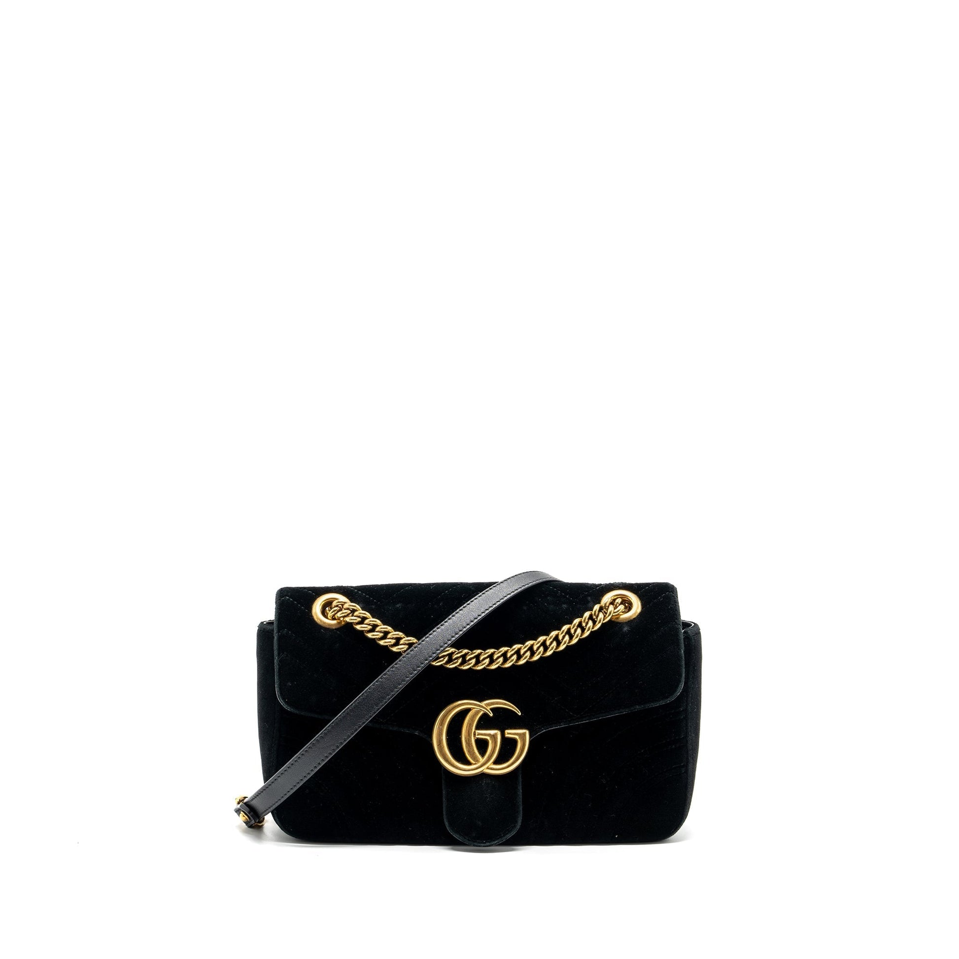 Gucci Marmont Bag Velvet Black Small Travel Bag