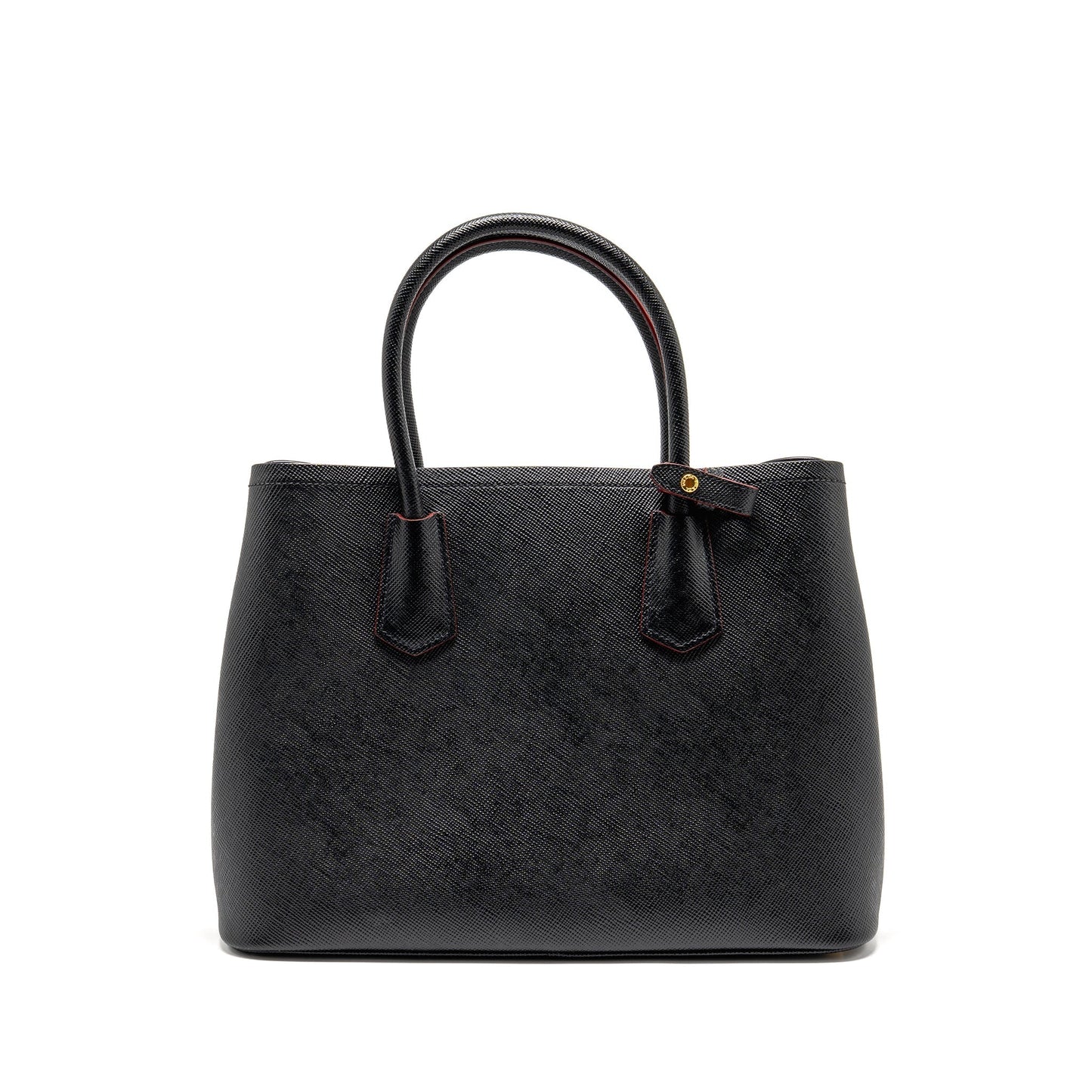 Prada Double Purse Saffiano Calfskin Handbag Black Travel Bag