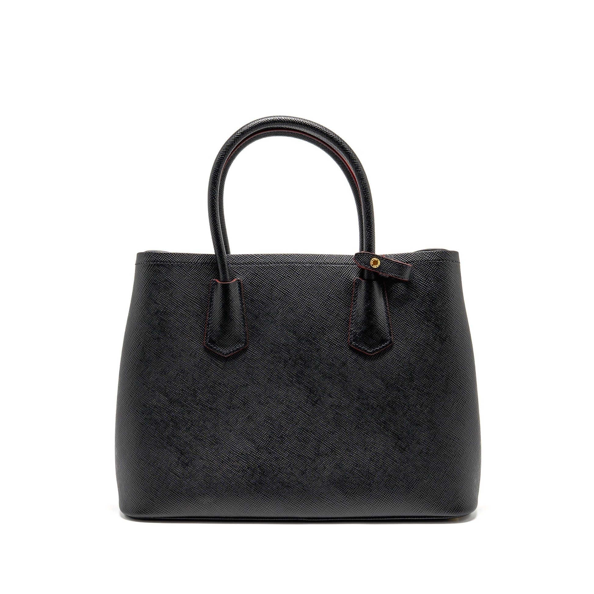 Prada Double Purse Saffiano Calfskin Handbag Black Travel Bag