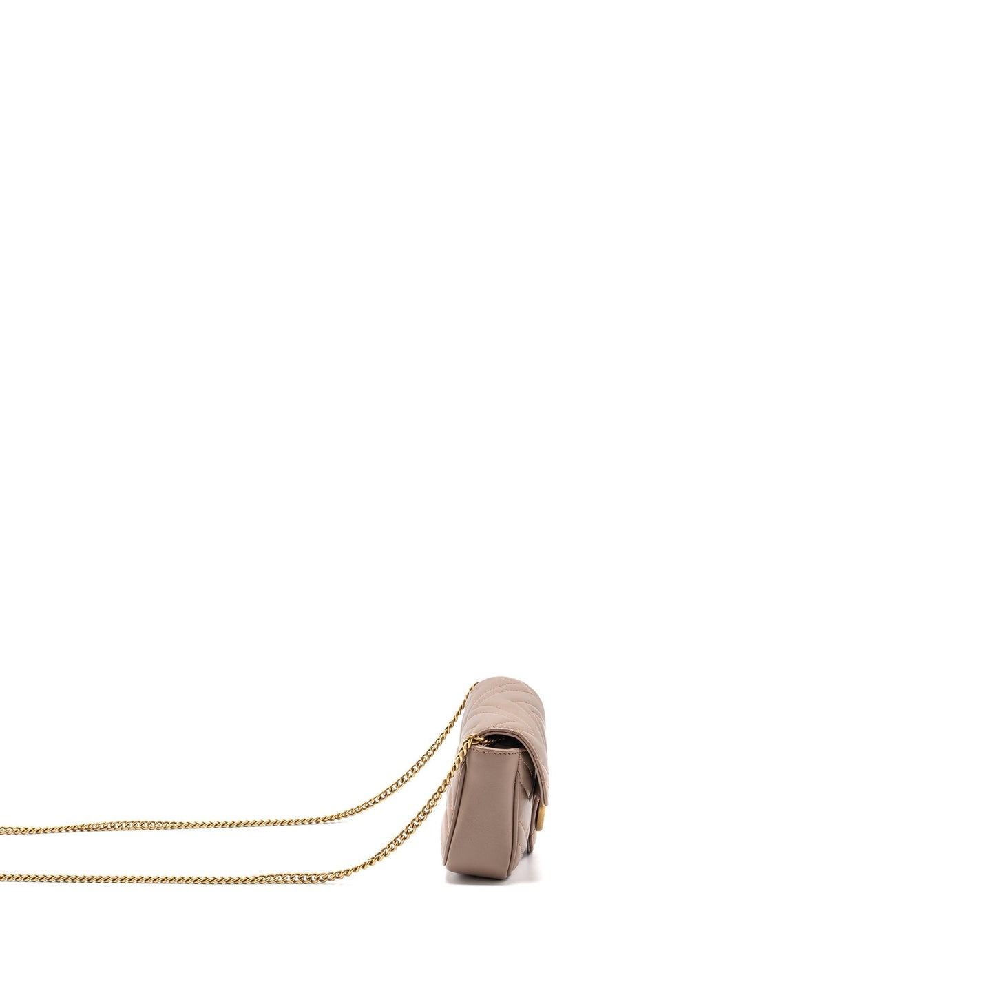 Gucci Super Marmont Bag Calfskin Beige Mini Travel Bag Beige Ghw